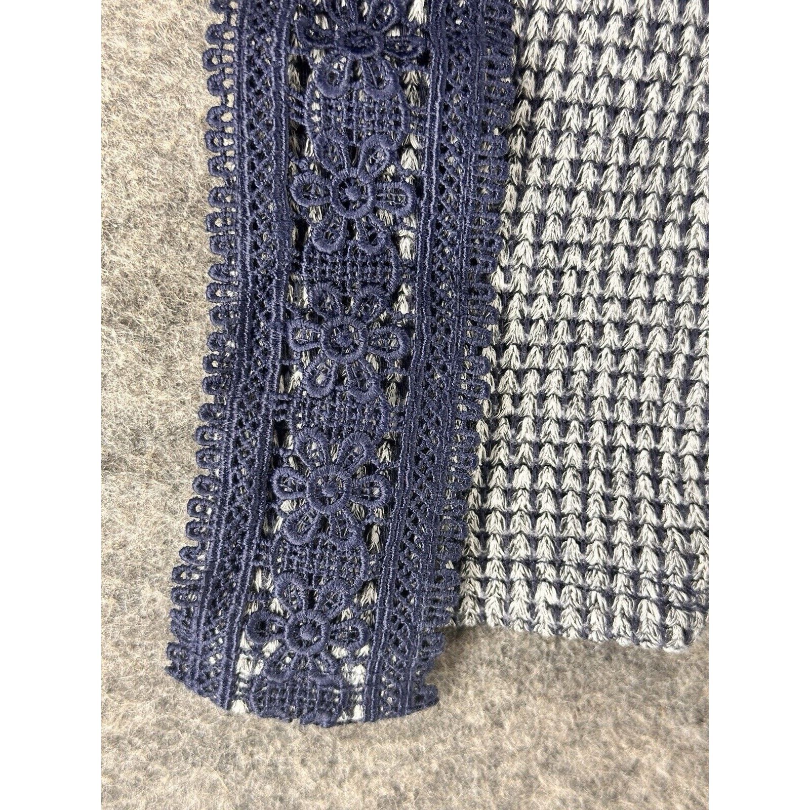 Other Cato Sweater Womens XL Gray Knit Blue Floral Lace Fairy Boho Size XL / US 12-14 / IT 48-50 - 2 Thumbnail