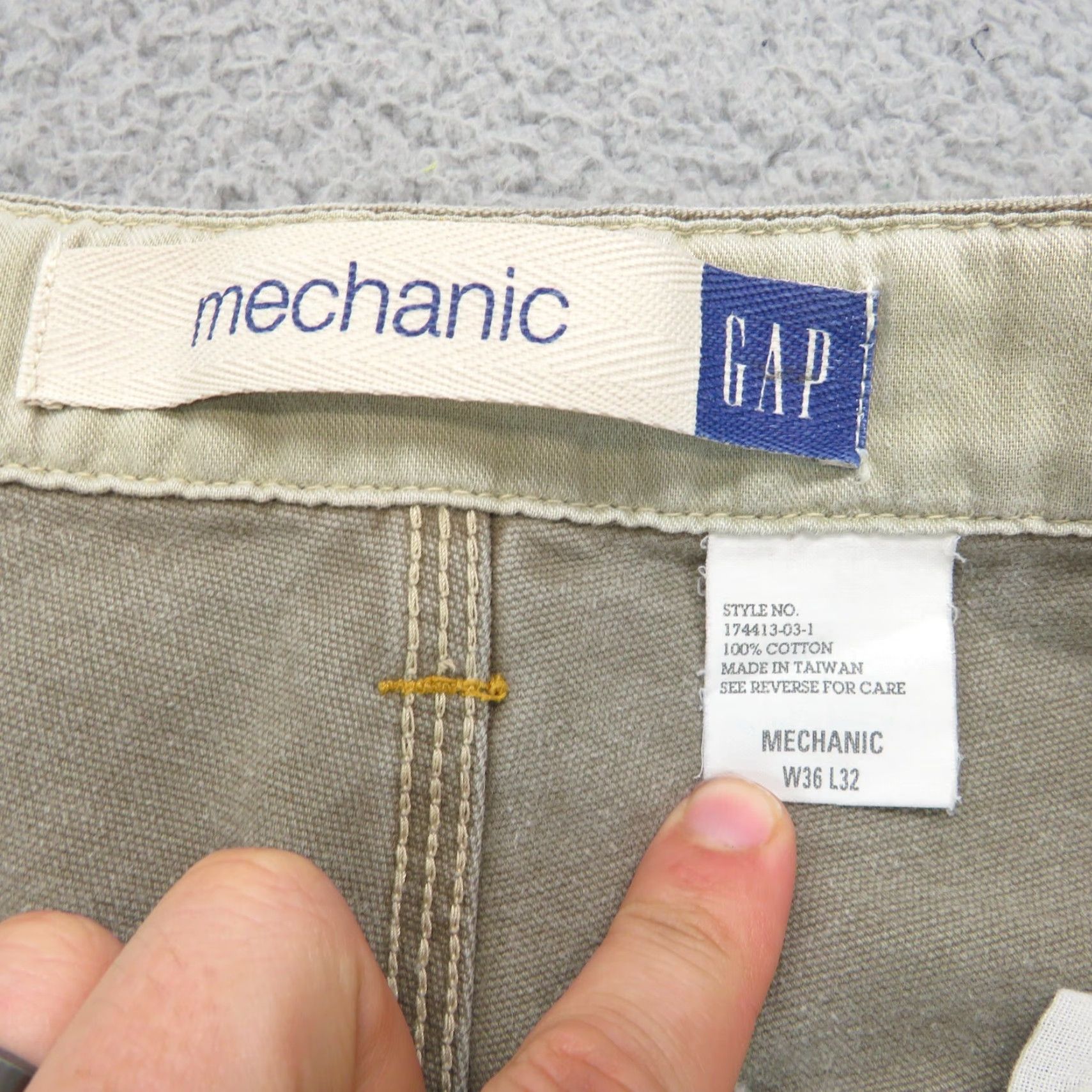 Gap VINTAGE Gap Pants Mens 36 Baggy Y2K Mechanic Wide Pipe Leg Skater Canvas Heavy 36x32 Beige Cotton Cargo Pocket 90s Grunge Hip Hop USA Skater Mens Size US 36 / EU 52 - 6 Thumbnail