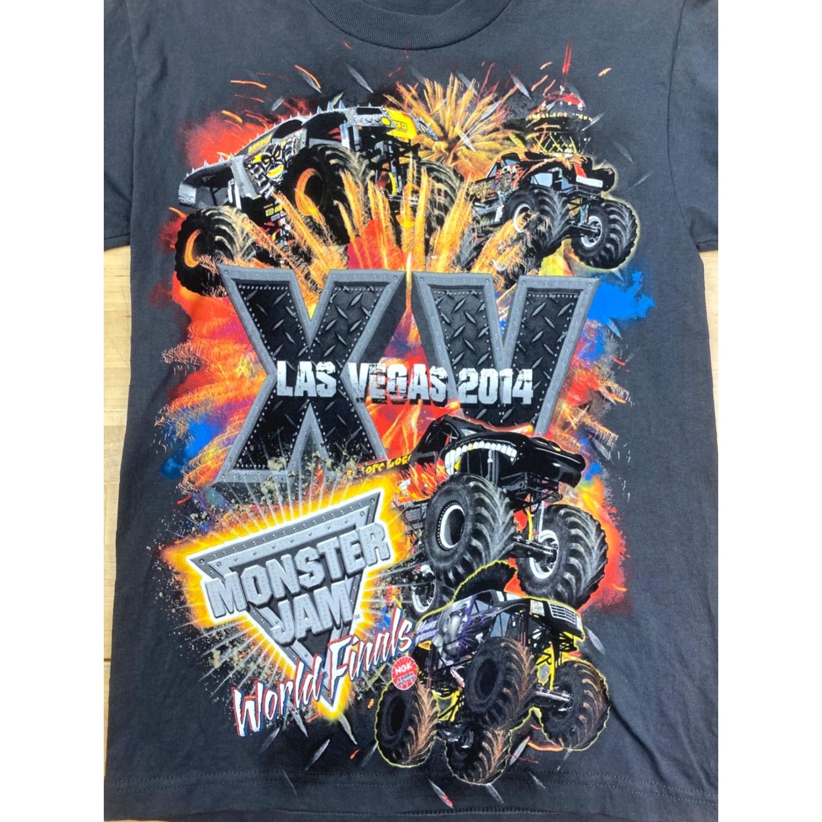 AAA Las Vegas 2014 Monster Jam World Finals T Shirt Mens S Gray Trucks Graphic Print Casuals #8384 Size US S / EU 44-46 / 1 - 2 Thumbnail