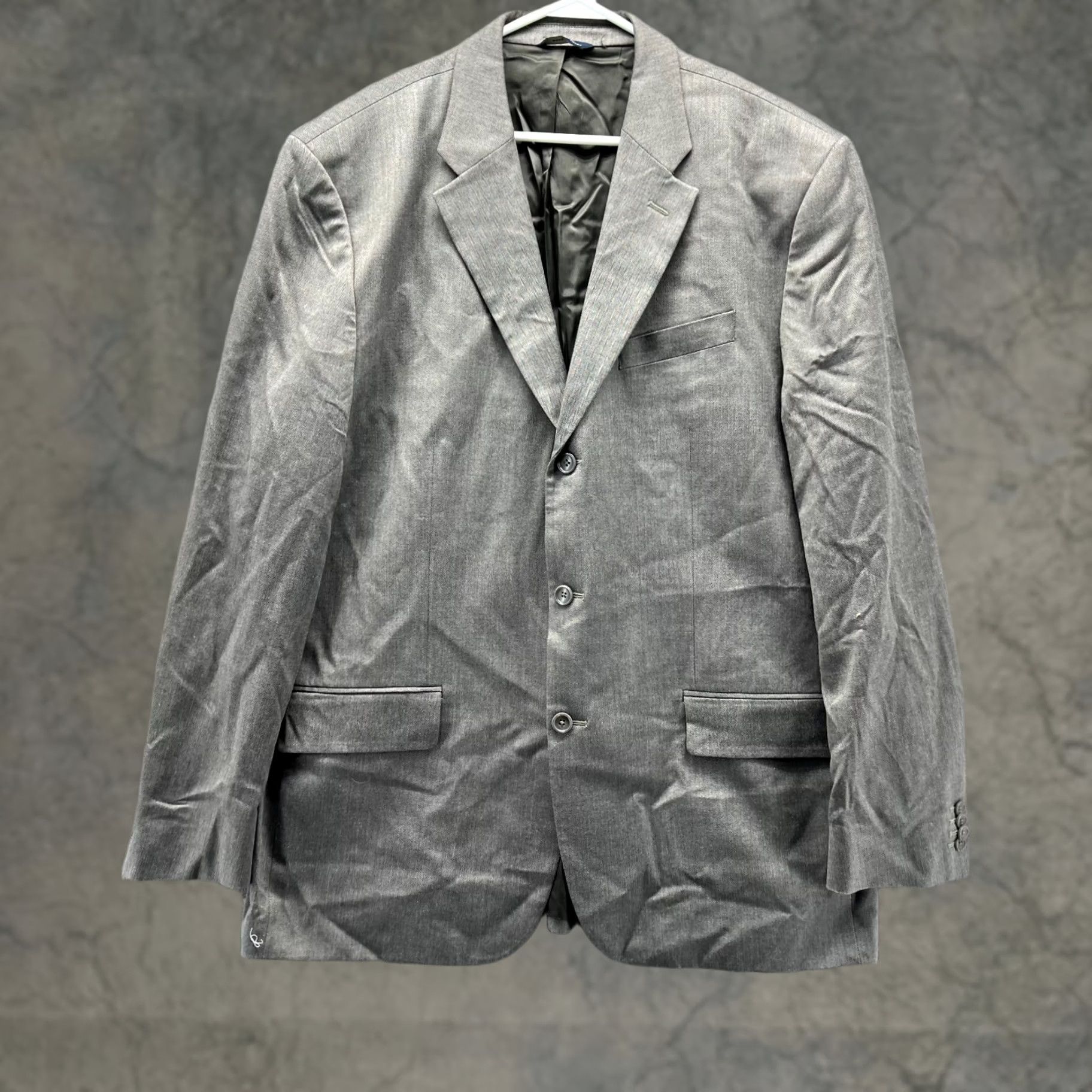 Banana Republic Banana Republic Blazer Men 46L Adult Gray Wool Herringbone Single-Breasted Casual Jacket Coat Long - Regular Fit Mens Size 46R - 1 Thumbnail