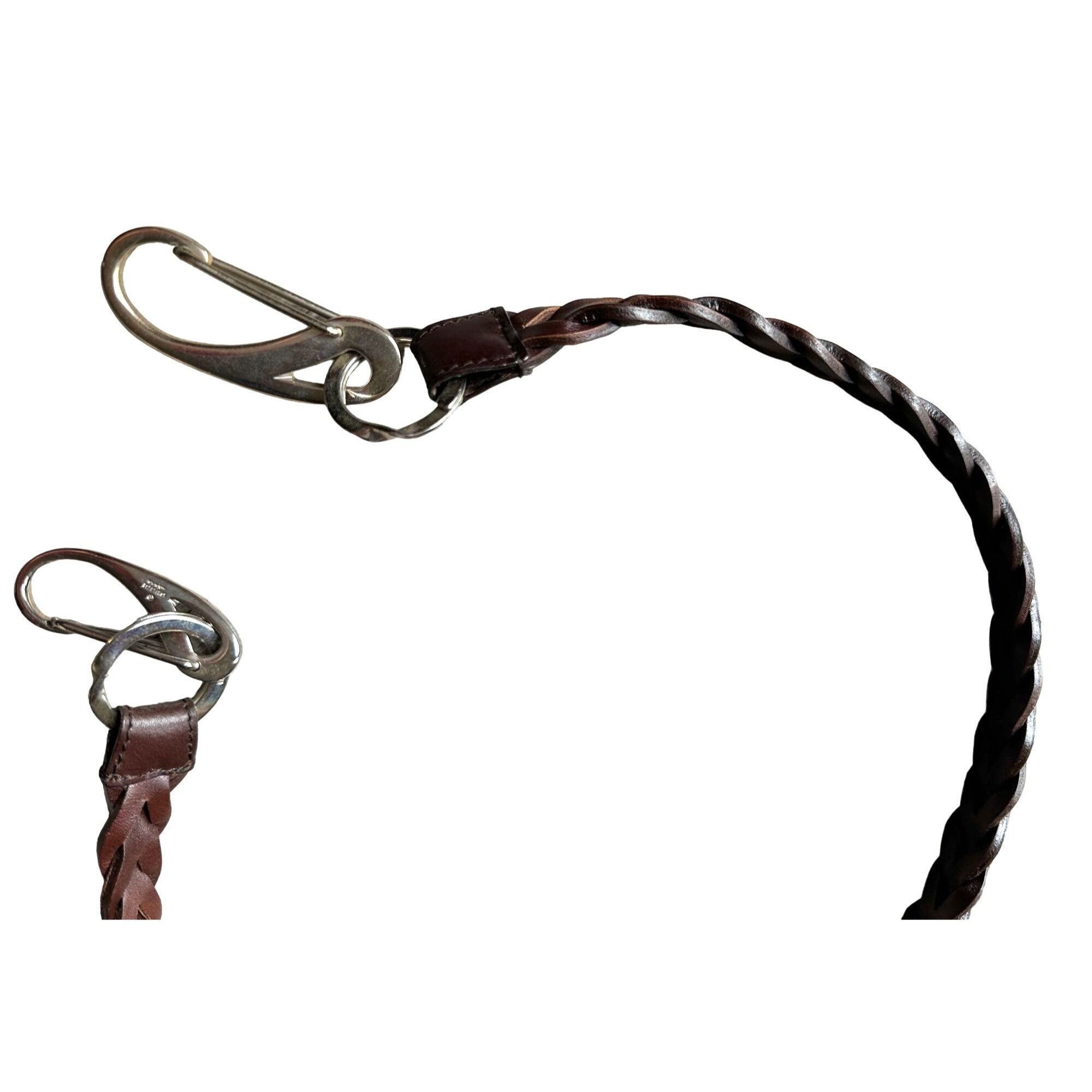 Gucci GUCCI Brown Braided Leather Belt with Caribiner Style Clasps Size ONE SIZE - 1 Thumbnail