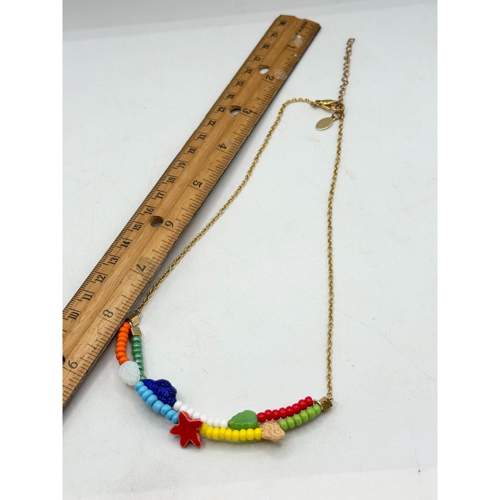 Vintage Vintage seed bead sea life porcelain charm beaded necklace Size ONE SIZE - 4 Thumbnail