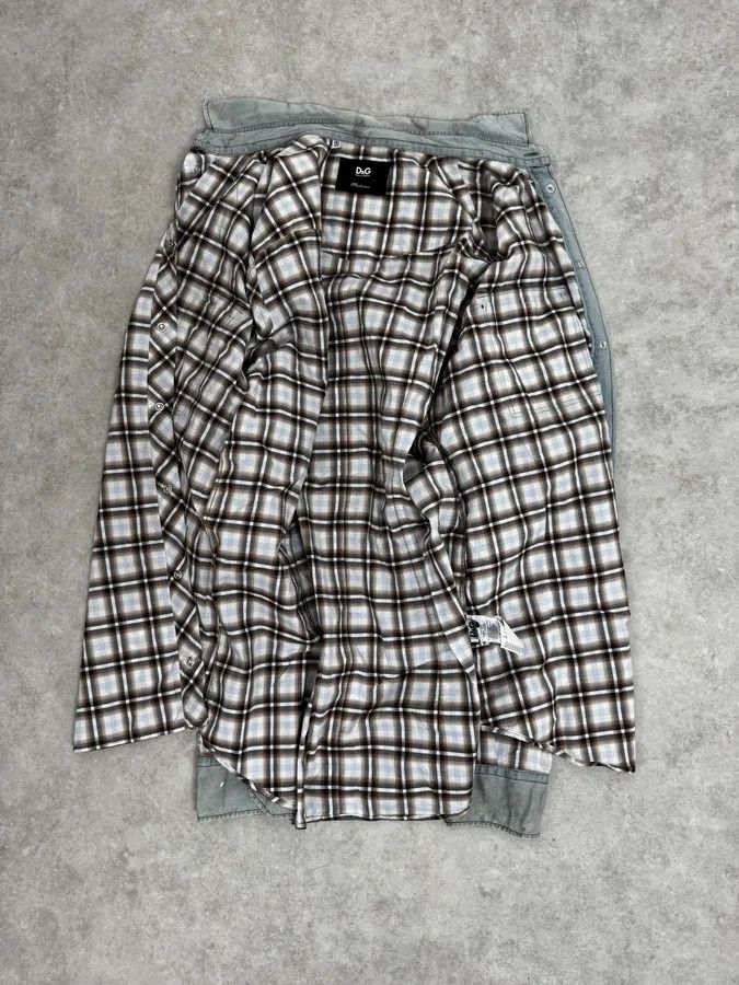 Dolce & Gabbana 2000s Dolce & Gabbana Cargo Hybrid Checkered Brown & White Shirt Size US M / EU 48-50 / 2 - 7 Thumbnail