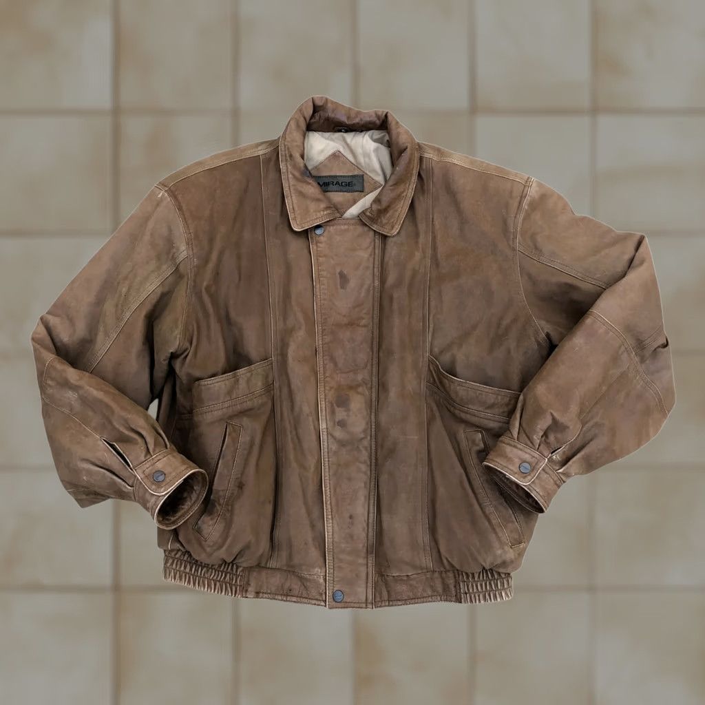 Vintage VINTAGE Mirage Leather Bomber Jacket Mens XL Brown Long Sleeve Size US XL / EU 56 / 4 - 1 Thumbnail