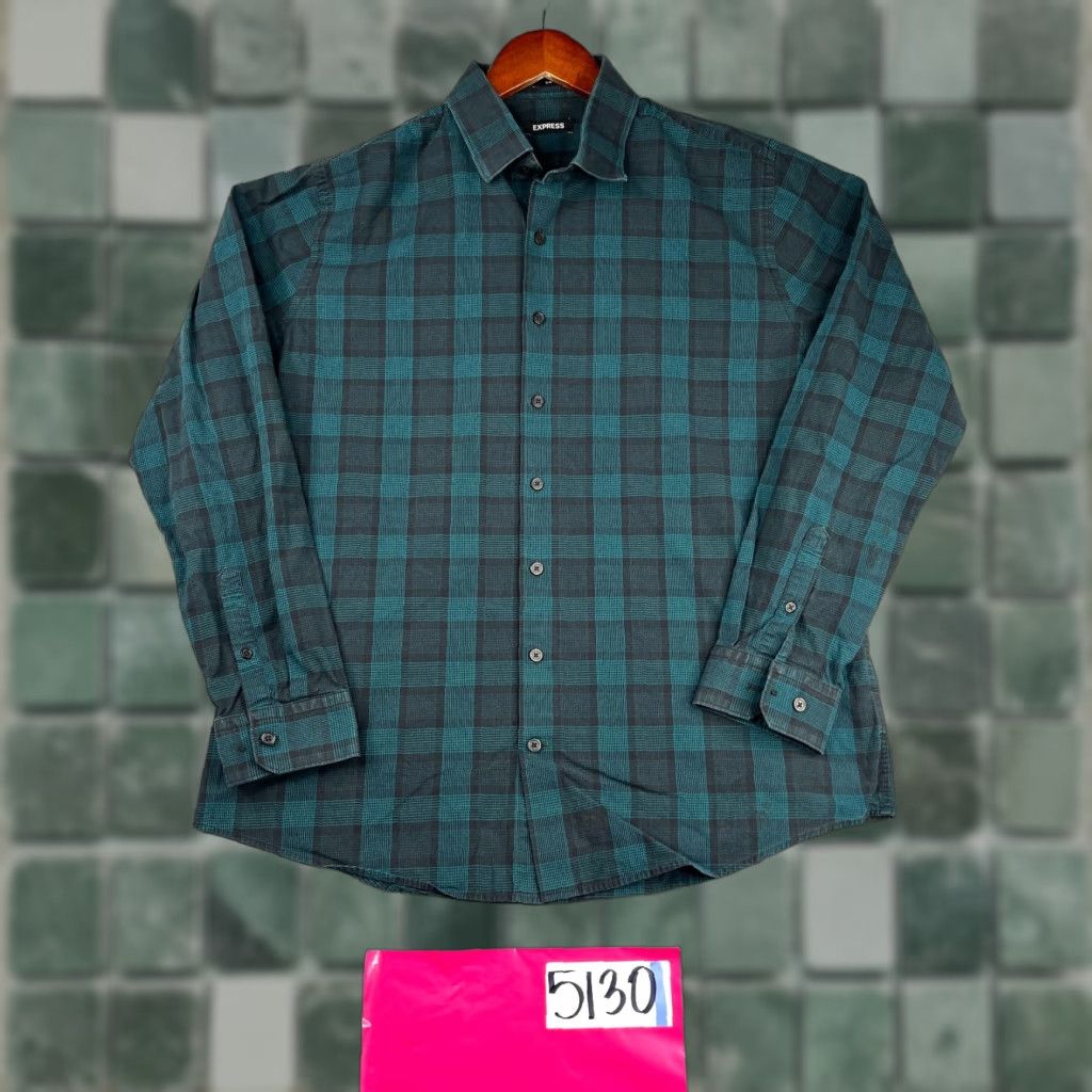 Express Express Shirt Large Green Plaid Casual Button Up Long Sleeve Mens Size US L / EU 52-54 / 3 - 1 Thumbnail