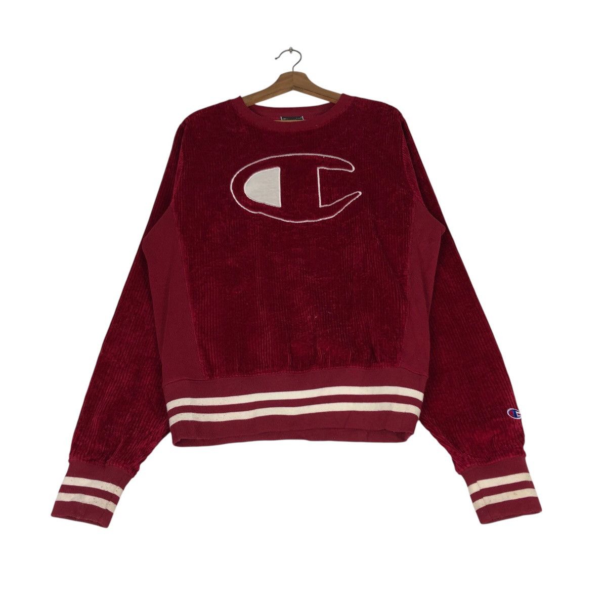 Japanese Brand 90s Champion Velour Sportswear Thick Pile, Oversized C Patch Size US S / EU 44-46 / 1 - 3 Thumbnail