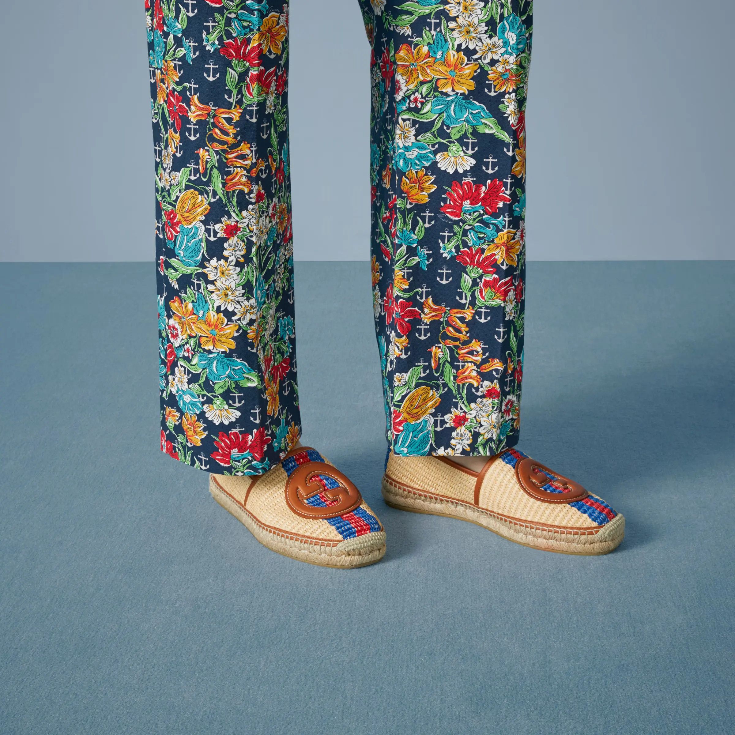 Gucci o1s1wg110425 Interlocking G Raffia Espadrilles in Multicolor Size US 7.5 / EU 40-41 - 5 Thumbnail