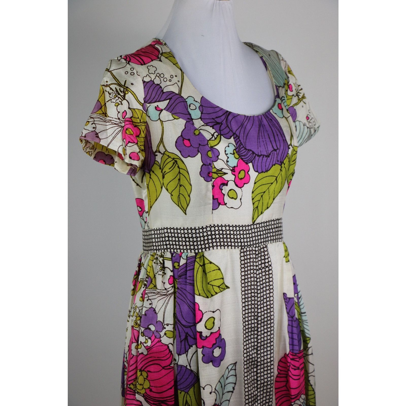 Vintage Vintage 1960s Keyloun Geometric Floral Print Maxi SM/Med Size S / US 4 / IT 40 - 8 Thumbnail