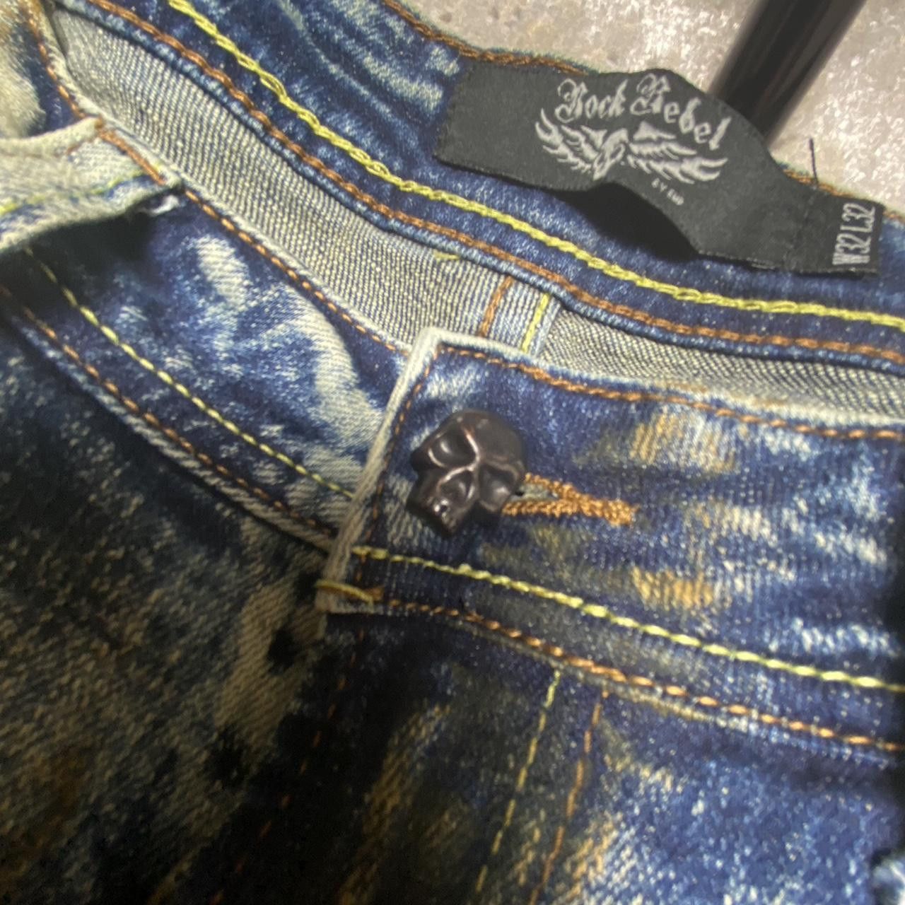 Japanese Brand 00s Rock Rebel Rugged Jeans Size US 34 / EU 50 - 4 Thumbnail