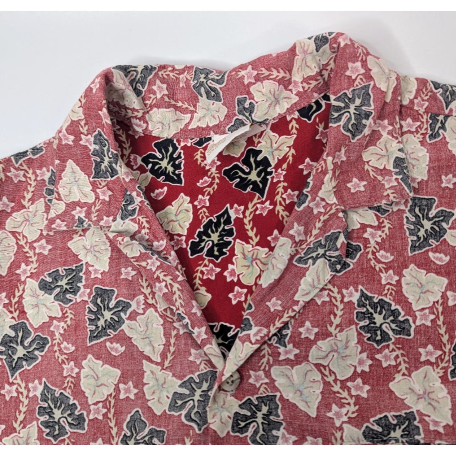 Vivobarefoot VTG Go Barefoot Camp Collar Shirt Men's L Red Hawaiian Aloha Reverse Leaf Floral Button-Up Casual Vintage Size US L / EU 52-54 / 3 - 6 Thumbnail