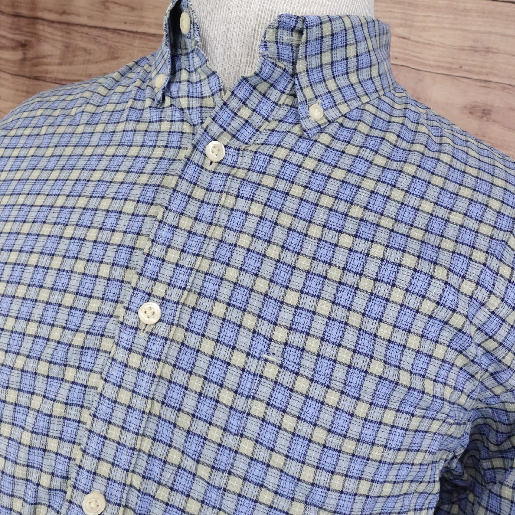 Roundtree & Yorke VINTAGE Roundtree & Yorke Men's Button-Up Shirt Long Sleeve Check Cotton Size Large Blue Size US L / EU 52-54 / 3 - 2 Thumbnail