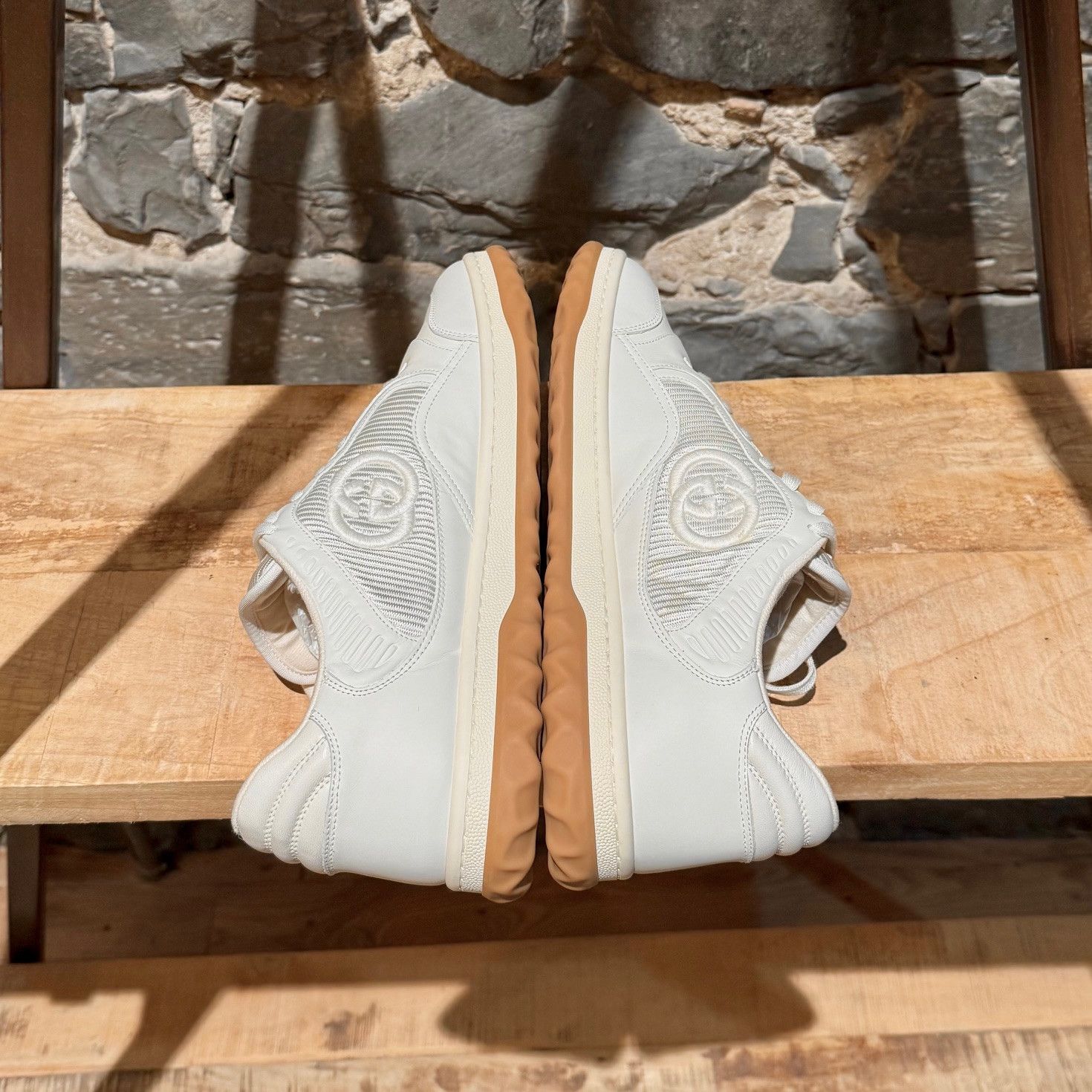 Gucci Gucci Ivory Leather MAC80 GG Embroidered Sneakers Size US 10.5 / EU 43-44 - 10 Thumbnail