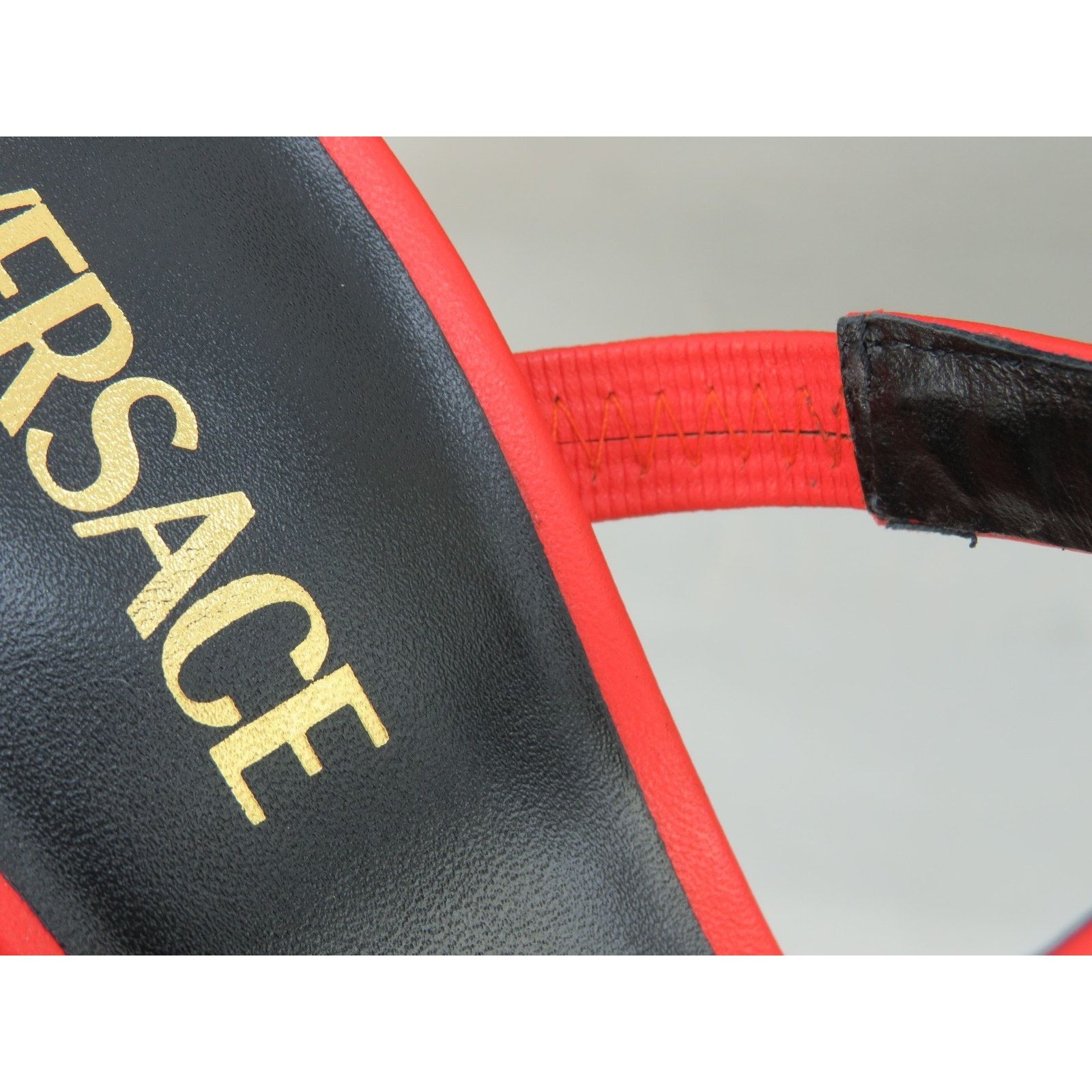 Versace VERSACE ORANGE LEATHER MEDUSA LOGO STUDS SANDALS PUMPS 37.5 Size US 7.5 / IT 37.5 - 11 Thumbnail