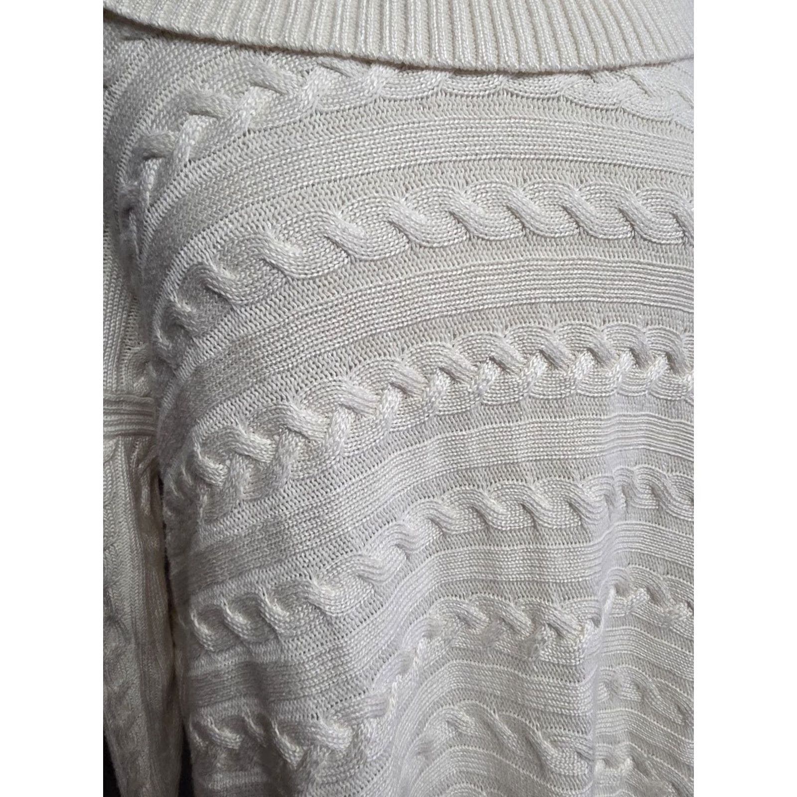 Ralph Lauren VINTAGE Lauren Ralph Lauren Cowl Neck Cable Knit Sweater Ivory Womens XL EUC Size XL / US 12-14 / IT 48-50 - 2 Thumbnail