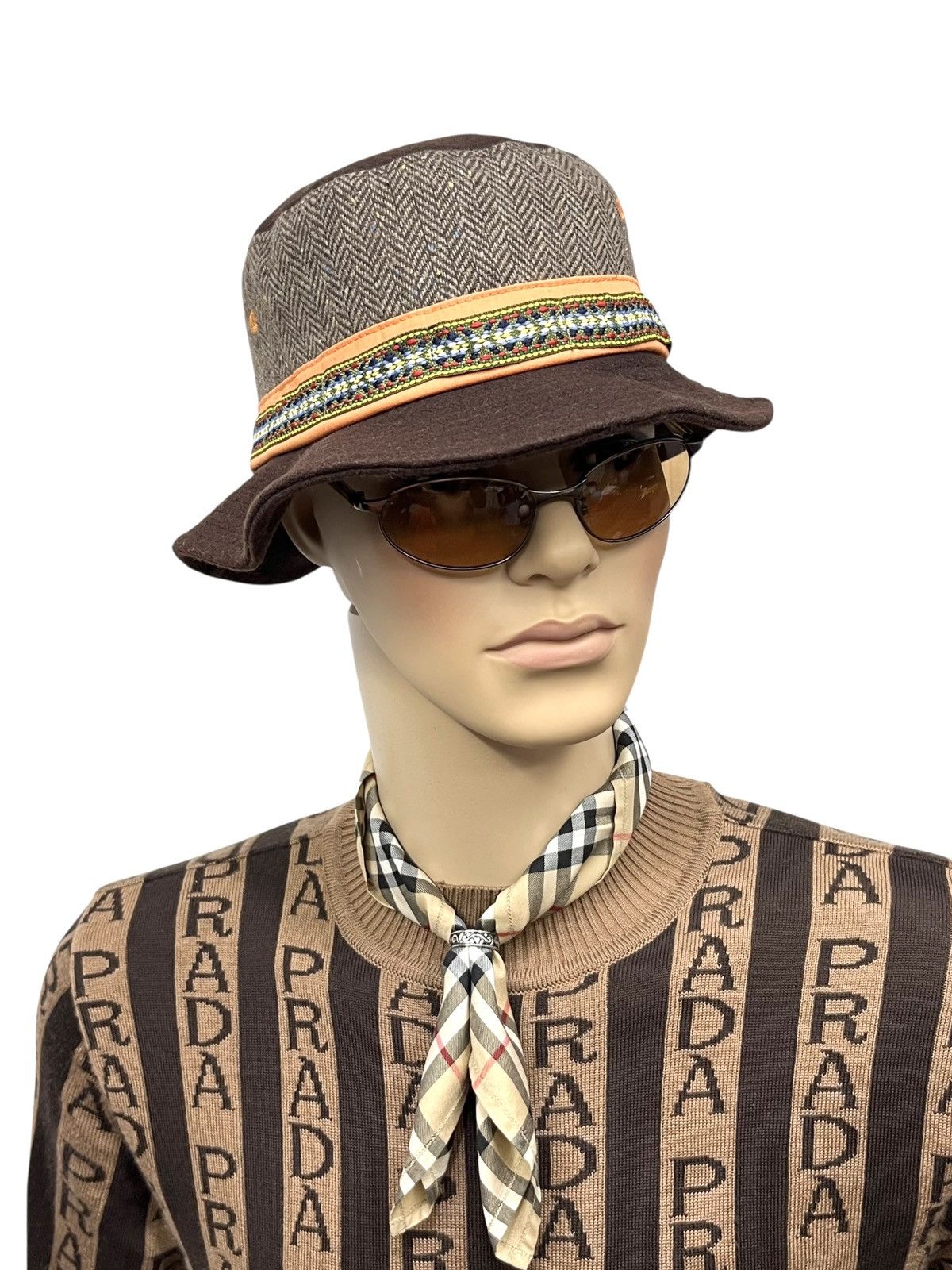 Beams Japan Beams Heart Herringbone Wool Bucket Hat Size 58cm Size ONE SIZE - 1 Thumbnail