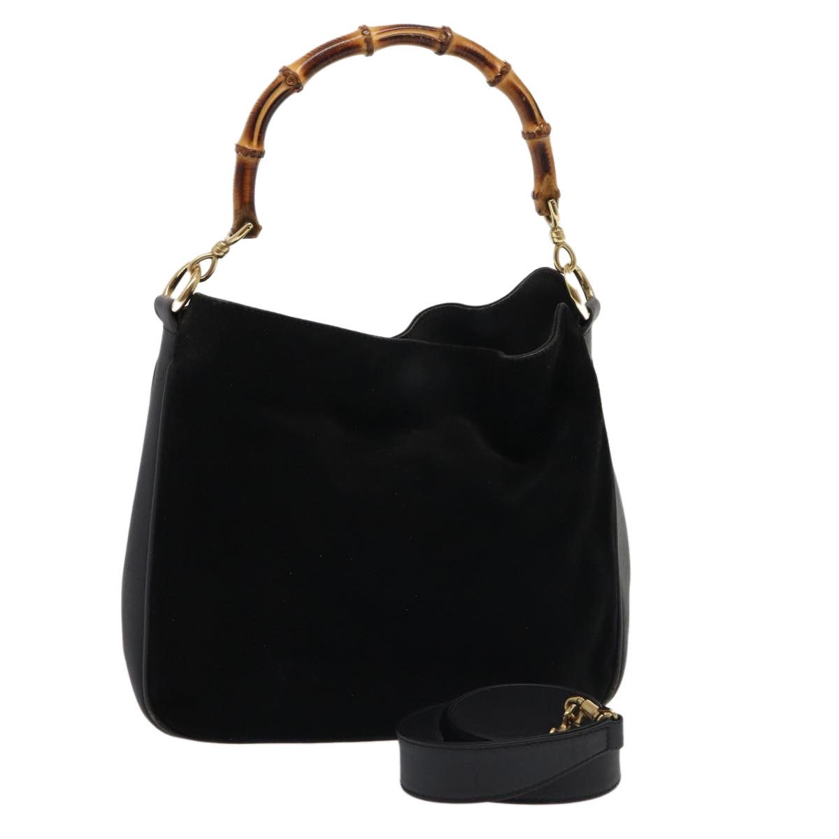 Gucci GUCCI Bamboo Handbag Suede Black Size ONE SIZE - 1 Thumbnail