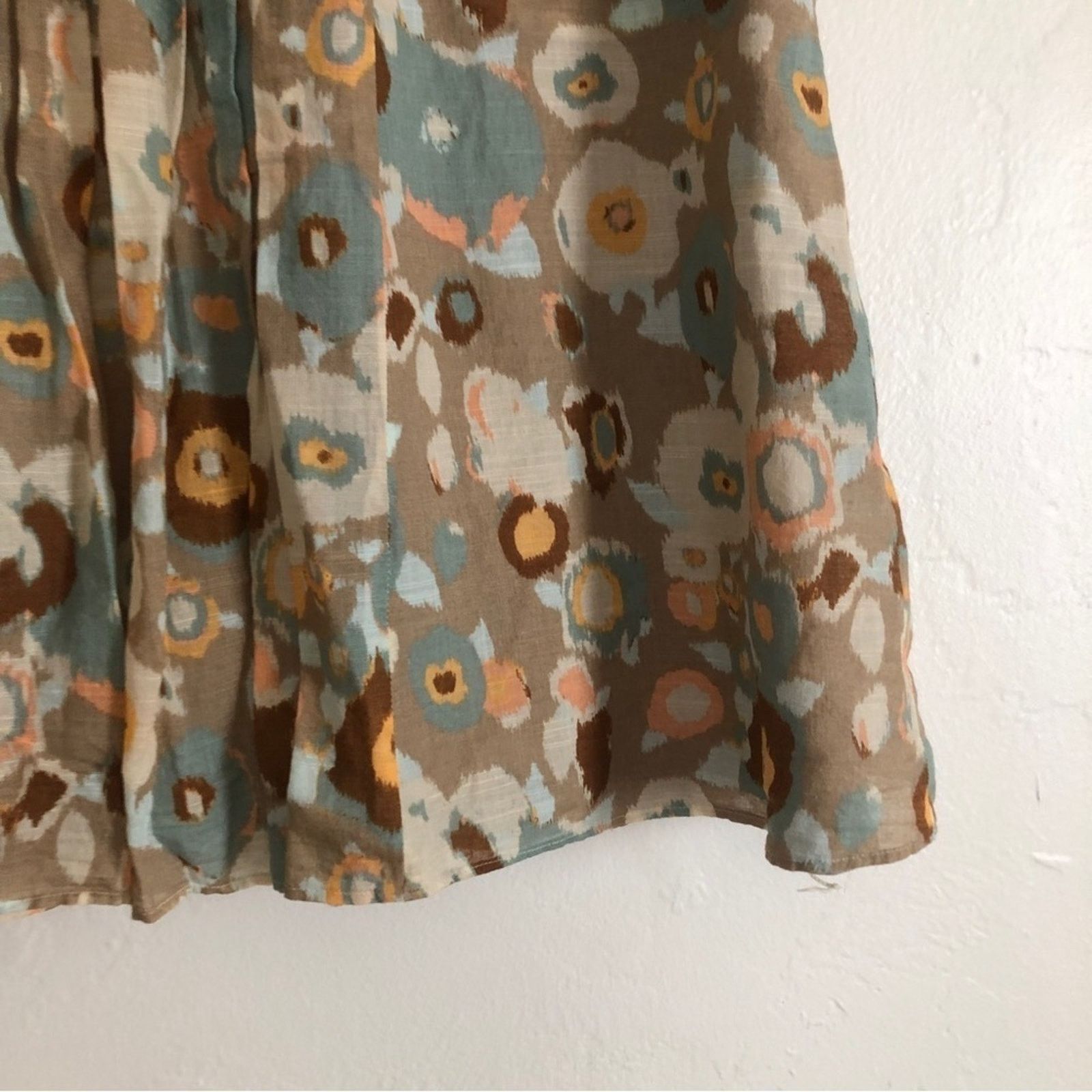 Banana Republic Banana Republic Abstract Floral Brown Multicolor Pleat Skirt Size 34" / US 12 / IT 48 - 4 Thumbnail