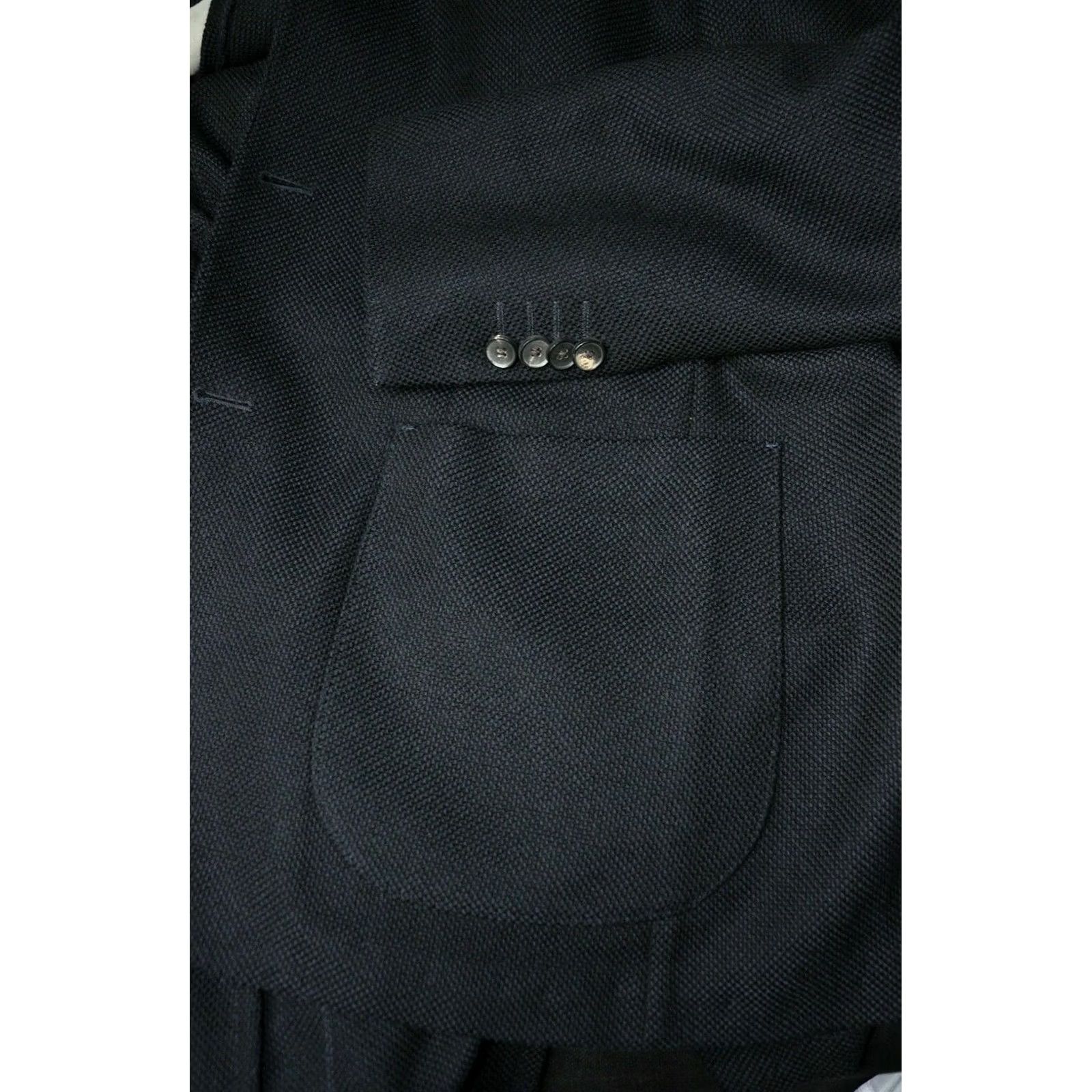 Vintage 0909 FATTO IN ITALY WOOL TEXTURED SPORT BLAZER NAVY BLUE MENS 54-XL? RS Size 54R - 7 Thumbnail