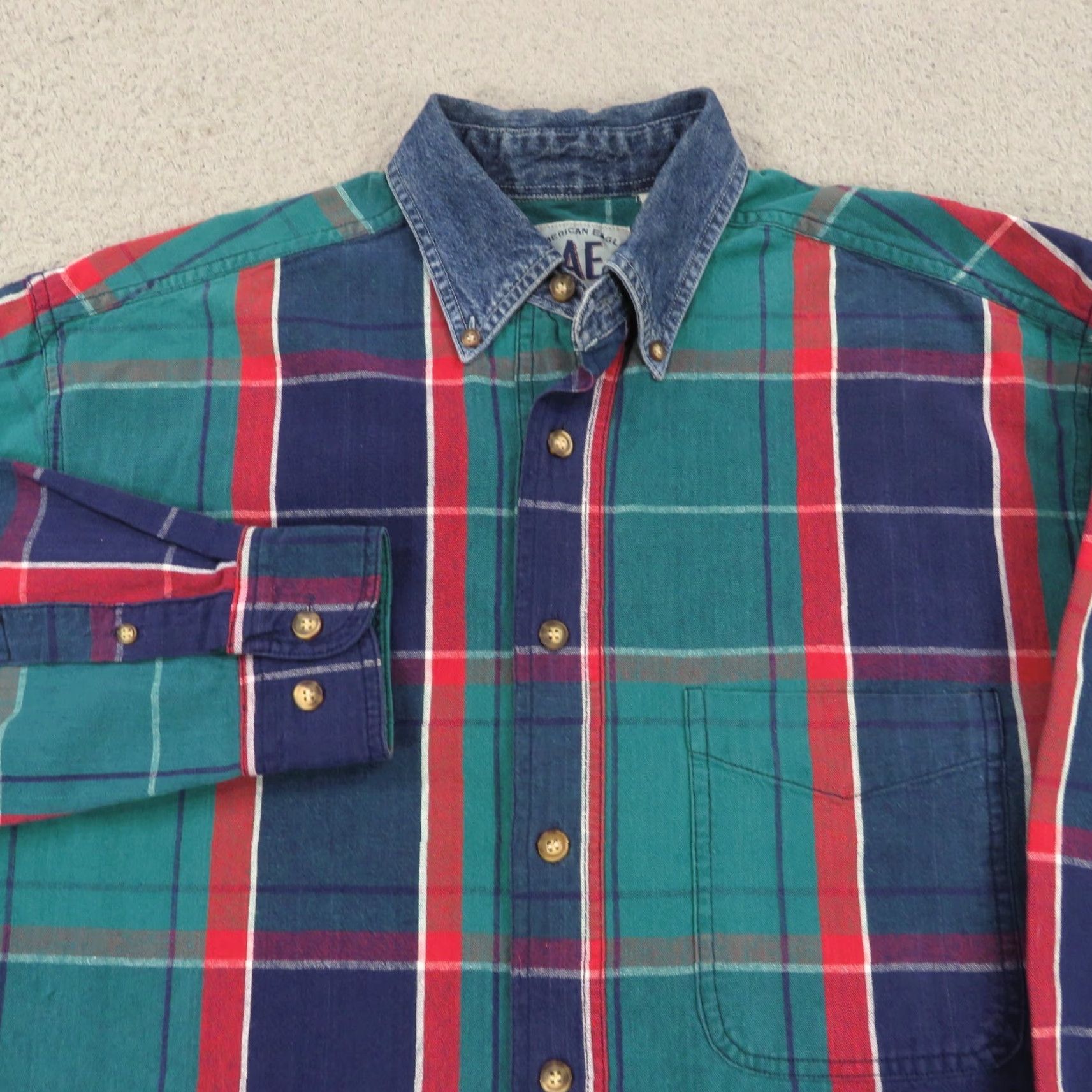 American Eagle Outfitters VTG American Eagle Shirt Men Small Oversized 90s Denim Plaid Canvas Button-Up AE Size US S / EU 44-46 / 1 - 4 Thumbnail