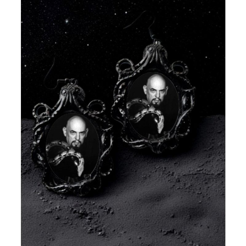 Anti Anton Szandor Lavey Earrings Black Satanist Jewelry, Women's