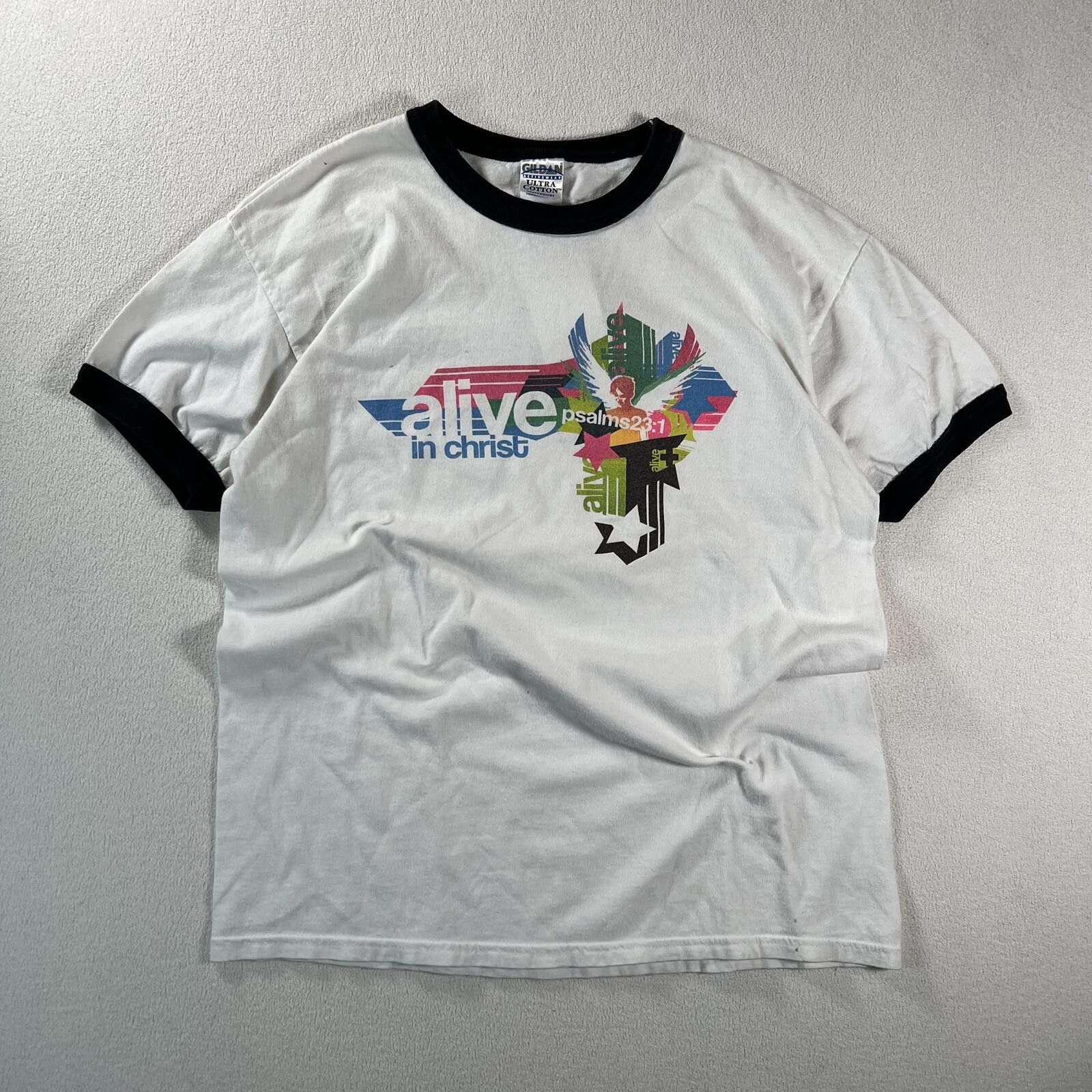 Vintage Vintage Y2K Alive In Christ Jesus Ringer Tee Size US M / EU 48-50 / 2 - 1 Thumbnail