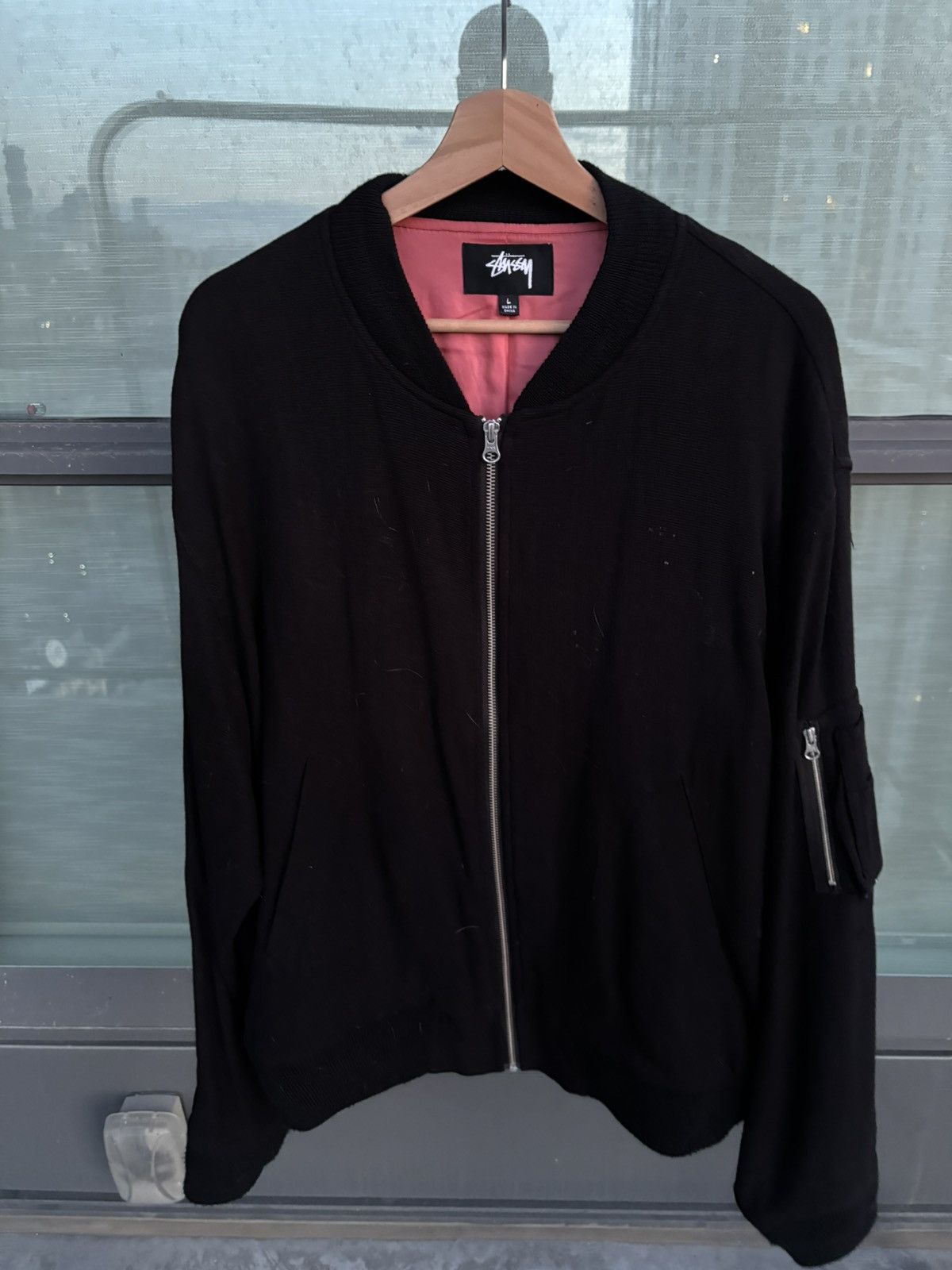 Stussy Linen Beach Bomber - Black