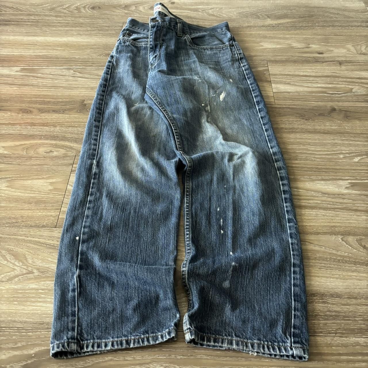 Levi's Crazy Vintage Y2K/2000s Grunge Dark Wash Paint Splatter Levis Denim Jeans! 32x27 Size US 32 / EU 48 - 3 Thumbnail