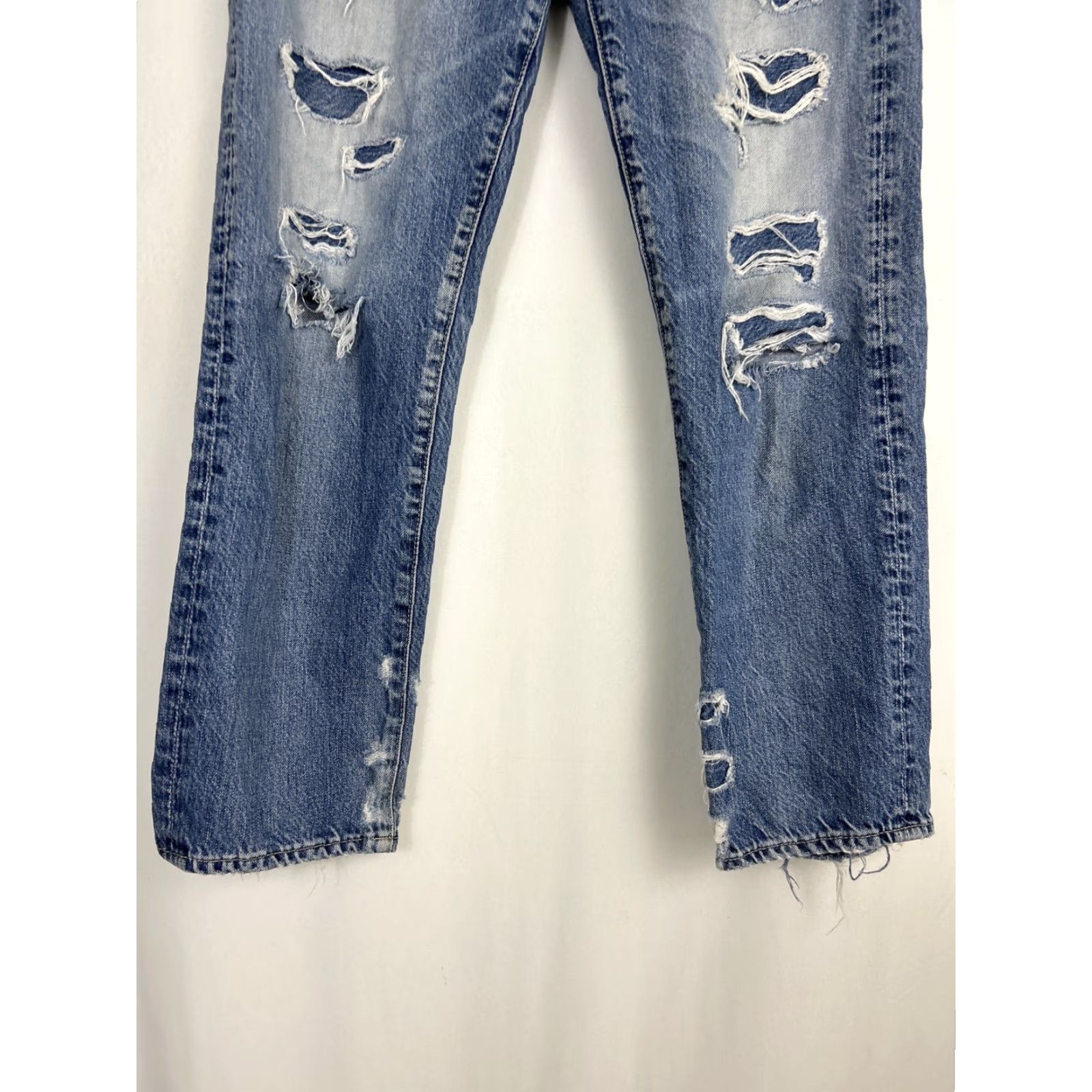 Vintage AG Adriano Goldschmied Women Jeans 27R Blue Distressed Boyfriend Slim 5-Pocket Denim Cotton Blend Lightweight Vintage No For All Seasons Womens Size 27" / US 4 / IT 40 - 2 Thumbnail