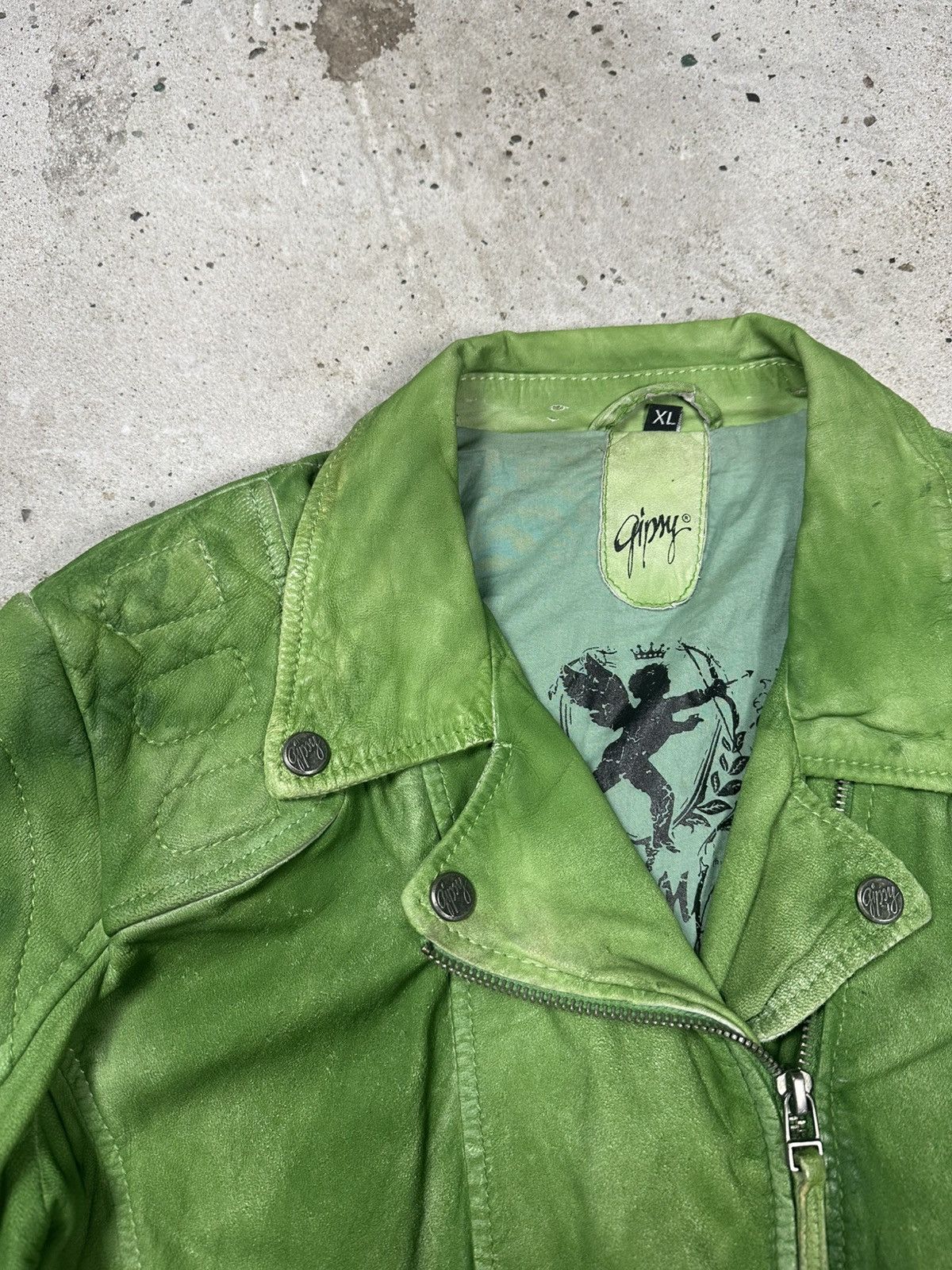 Genuine Leather × Vintage Vintage Y2K Green Leather Moto Biker Style Jacket Size US S / EU 44-46 / 1 - 8 Thumbnail