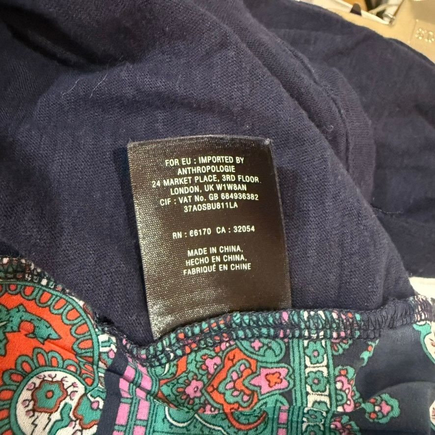 Anthropologie Anthropologie Women Blue Paisley Pleated Long Sleeve T-Shirt Size M / US 6-8 / IT 42-44 - 8 Thumbnail