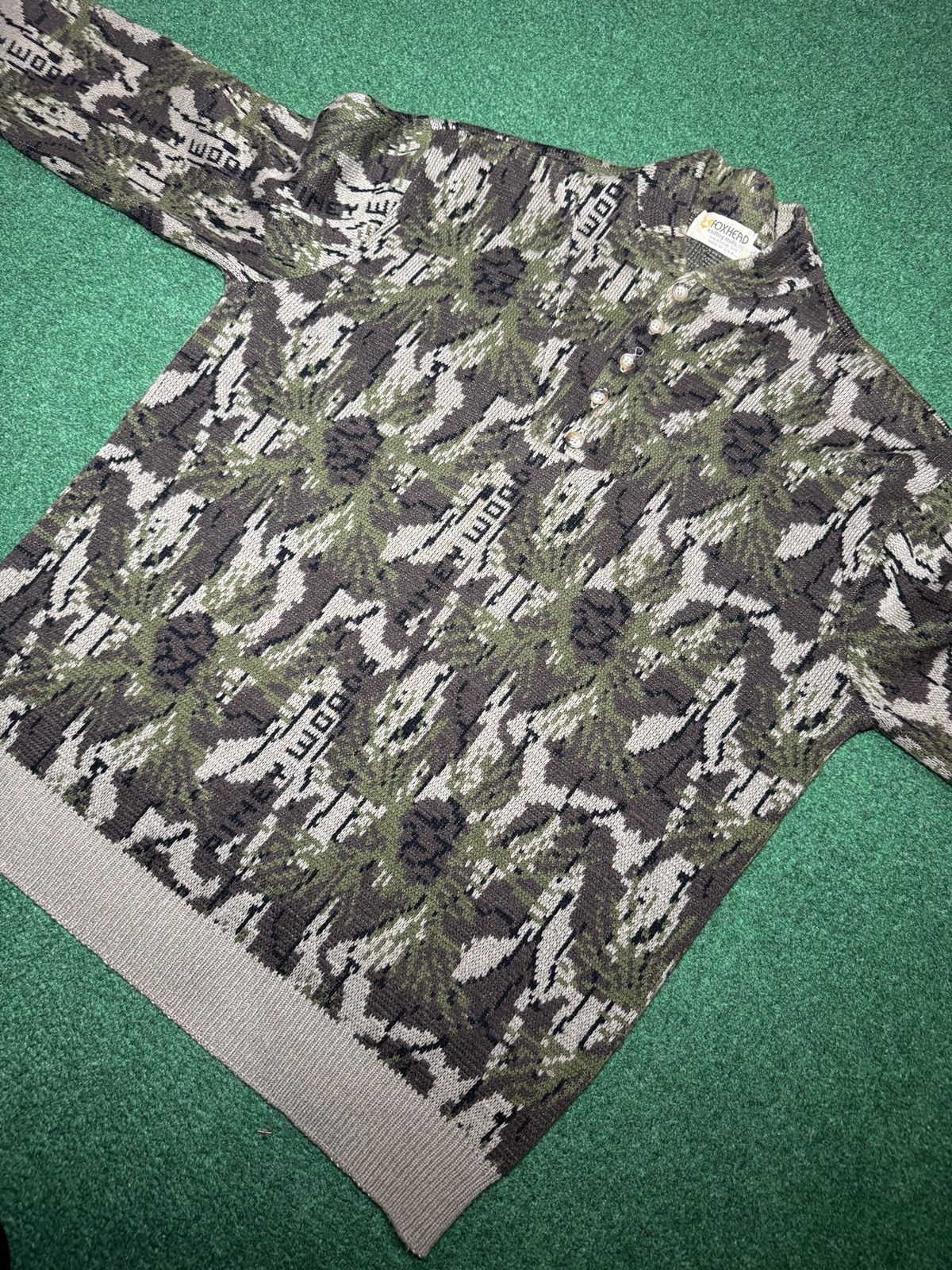 Vintage Vintage Foxhead Knit Camo Henley XXL 80s 90s Sweater Size US XXL / EU 58 / 5 - 4 Thumbnail