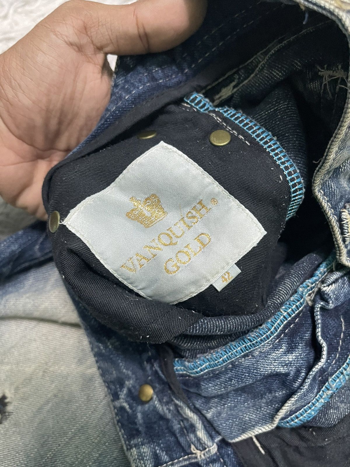 If Six Was Nine 2000s VANQUISH GOLD FLARE PANT DENIM RARE DESIGN Size US 33 - 8 Thumbnail