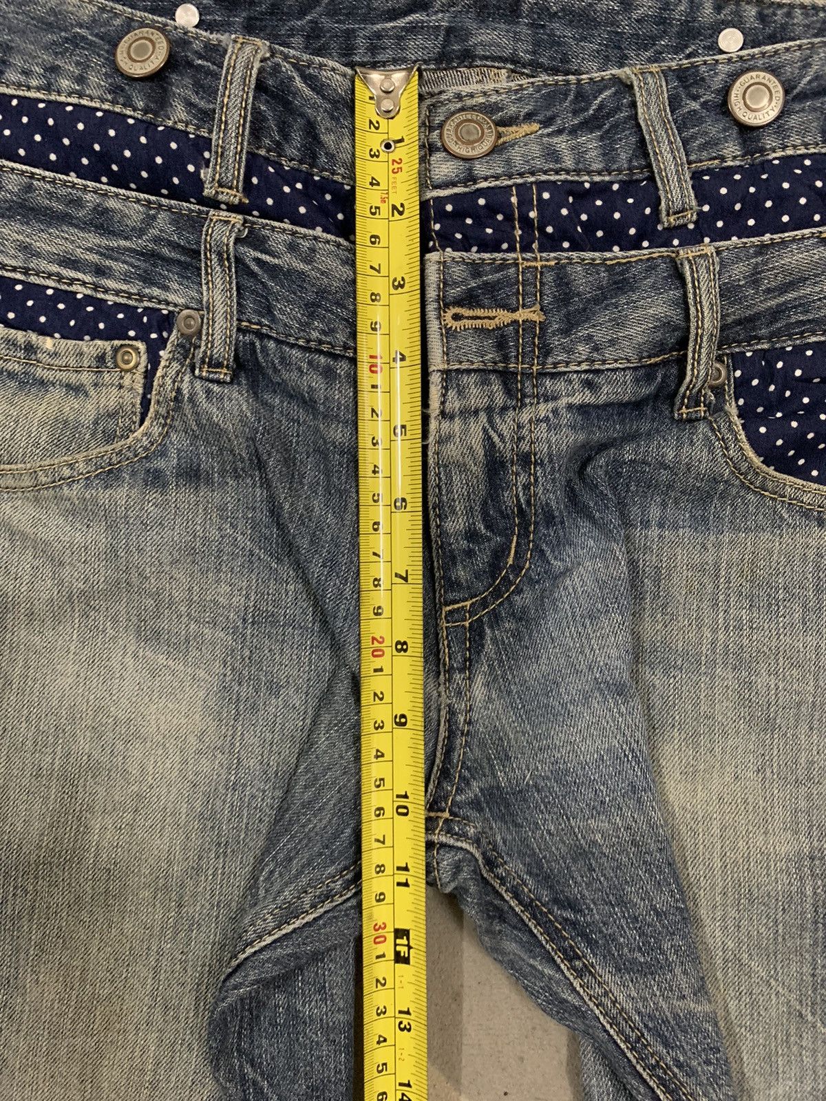14th Addiction Vintage Japanese Brand Double Waist Mud Wash Distress Jeans Size US 32 / EU 48 - 17 Thumbnail