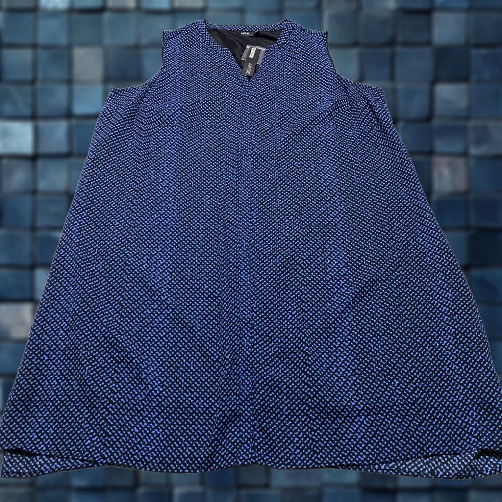 Apt. 9 NWT Apt. 9 Womens 24W Plus Shirt Dress Blue Geometric Button Up Sleeveless New Size 4XL / US 24-26 - 1 Thumbnail