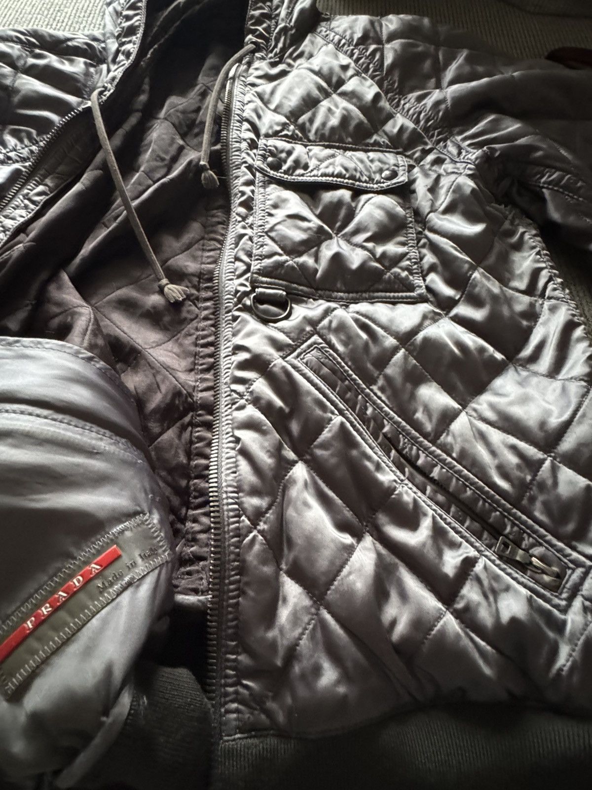 Prada Prada Prada Nylon Quilted Pocket Navy Zip Up / Bomber Size US M / EU 48-50 / 2 - 5 Thumbnail