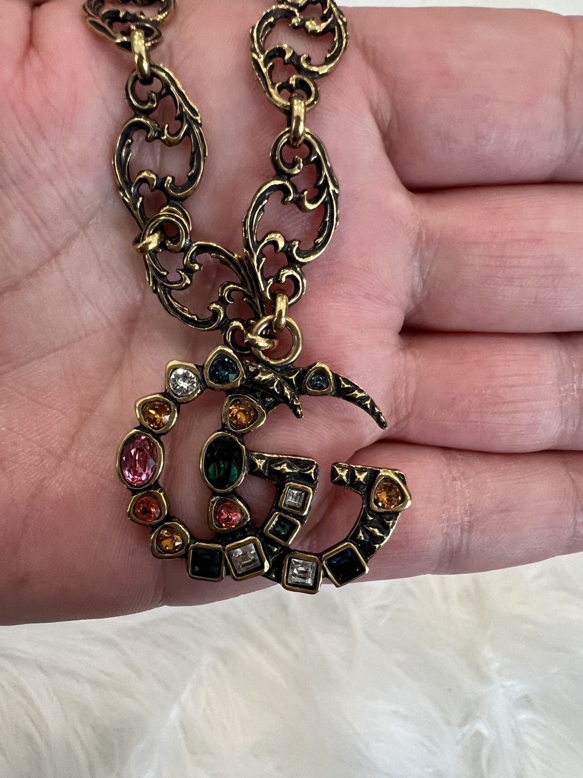 Gucci Double G Crystal Pendant Necklace – Baroque Chain