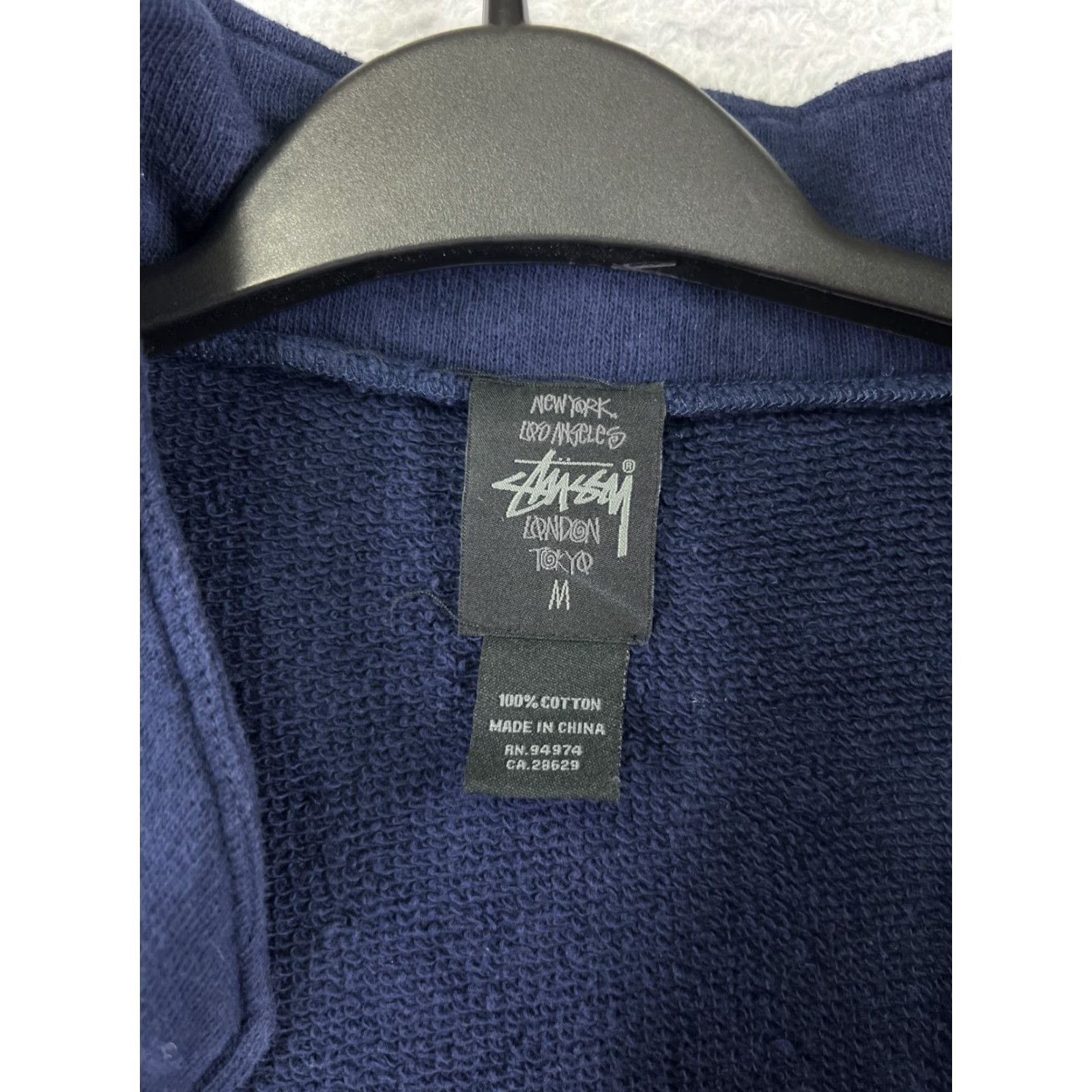 Vintage Stussy Blazer Jacket Womens M Blue Cotton French Terry Casual Coat Short Sleeve Button Front Size M / US 6-8 / IT 42-44 - 3 Thumbnail