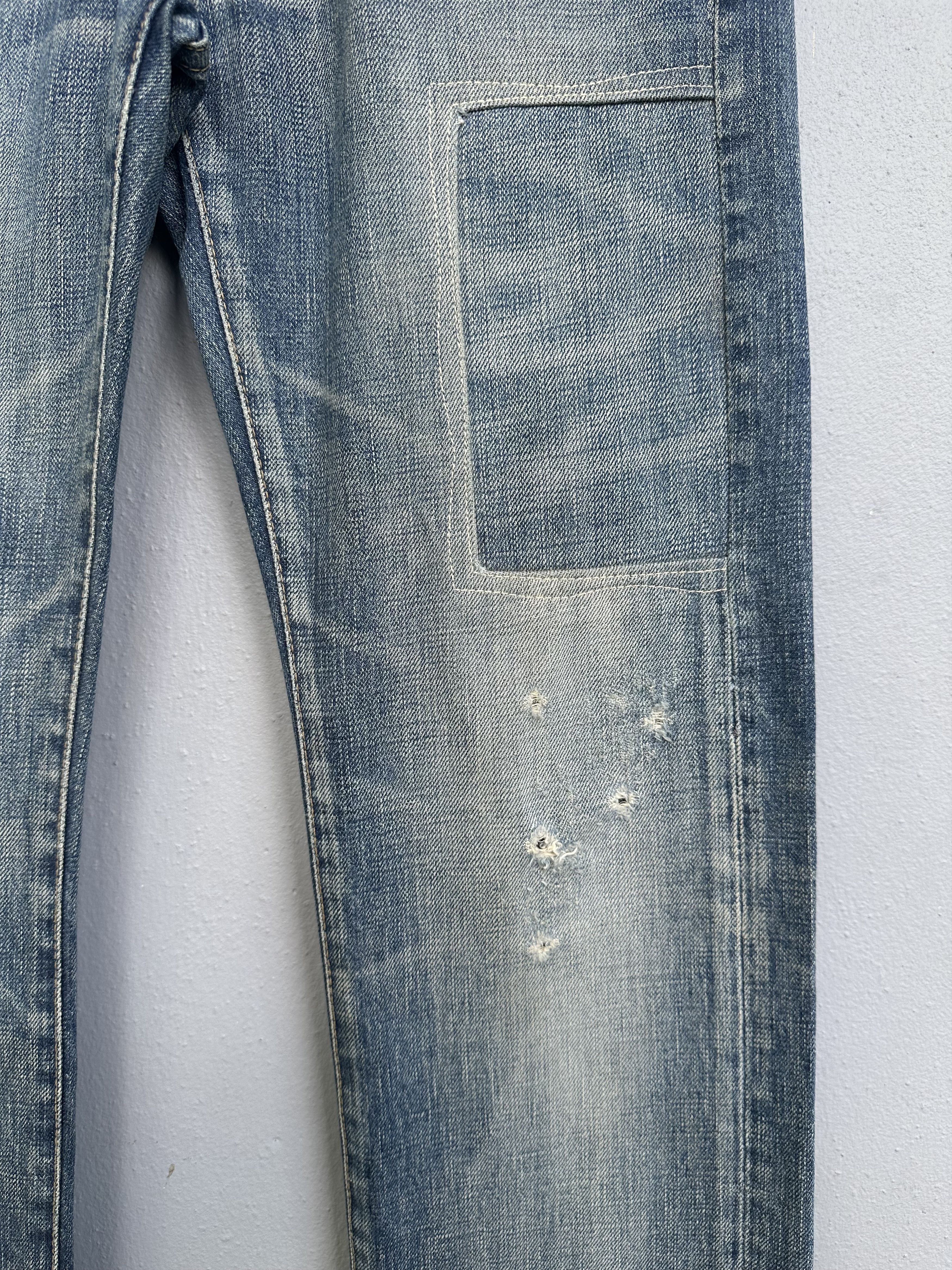 OMNIGOD Vtg Distressed Rips Boro Patchwork Omnigod Flare Denim Jeans Size US 29 - 13 Thumbnail