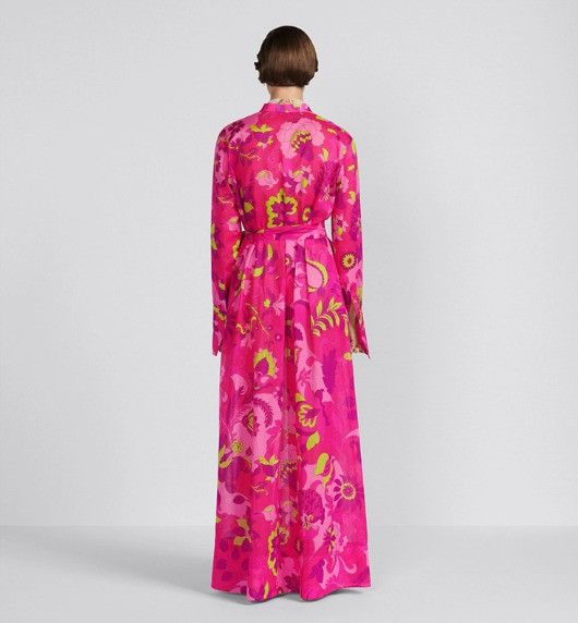 Dior o1w1db10824 Long Belted Dress in Multicolor Size L / US 10 / IT 46 - 6 Thumbnail