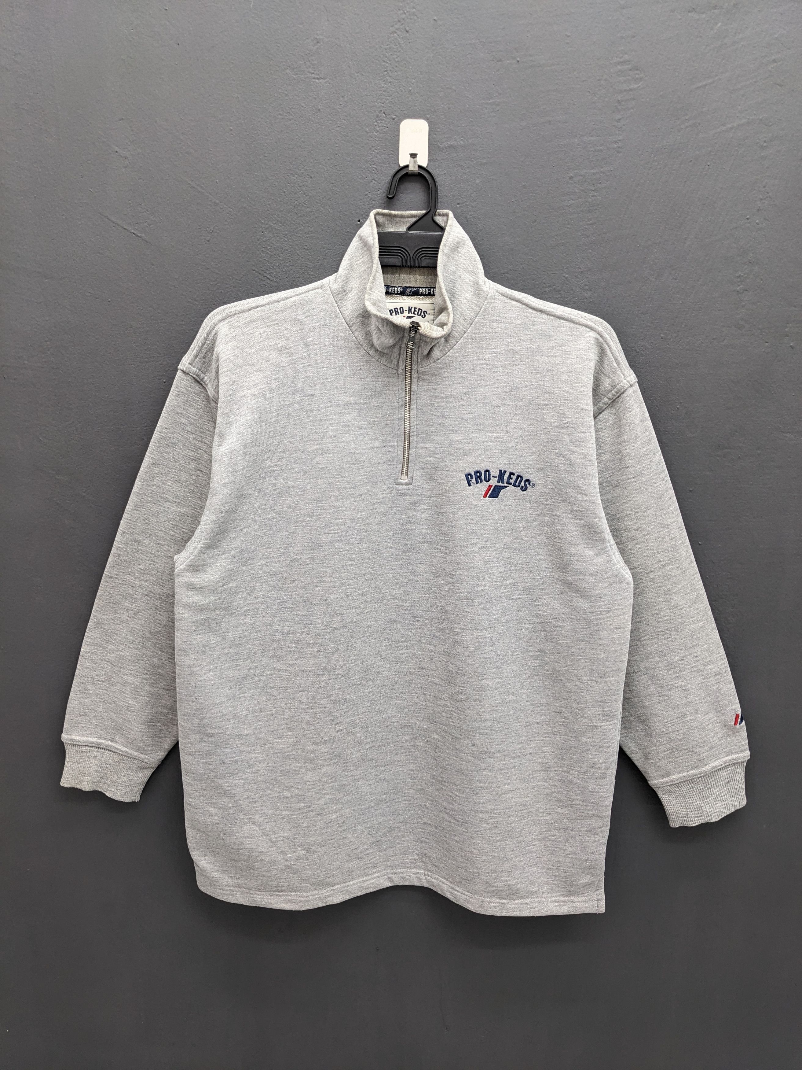 Pro-Keds Vintage PRO-KEDS Gray Speckled 1/4 Zip Mock Neck Sweatshirt Size US L / EU 52-54 / 3 - 2 Thumbnail