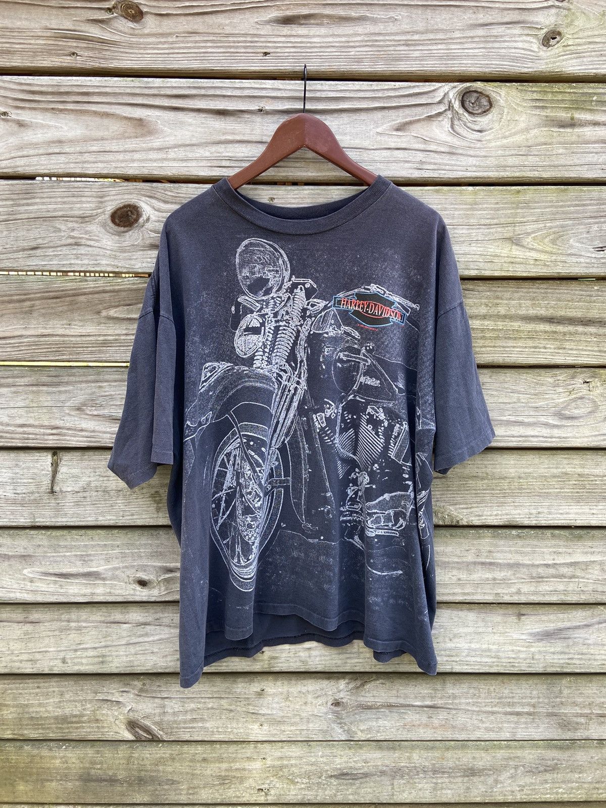 image of 90's Harley Davidson Aop Graphic T-Shirt Usa in Black, Men's (Size XL)