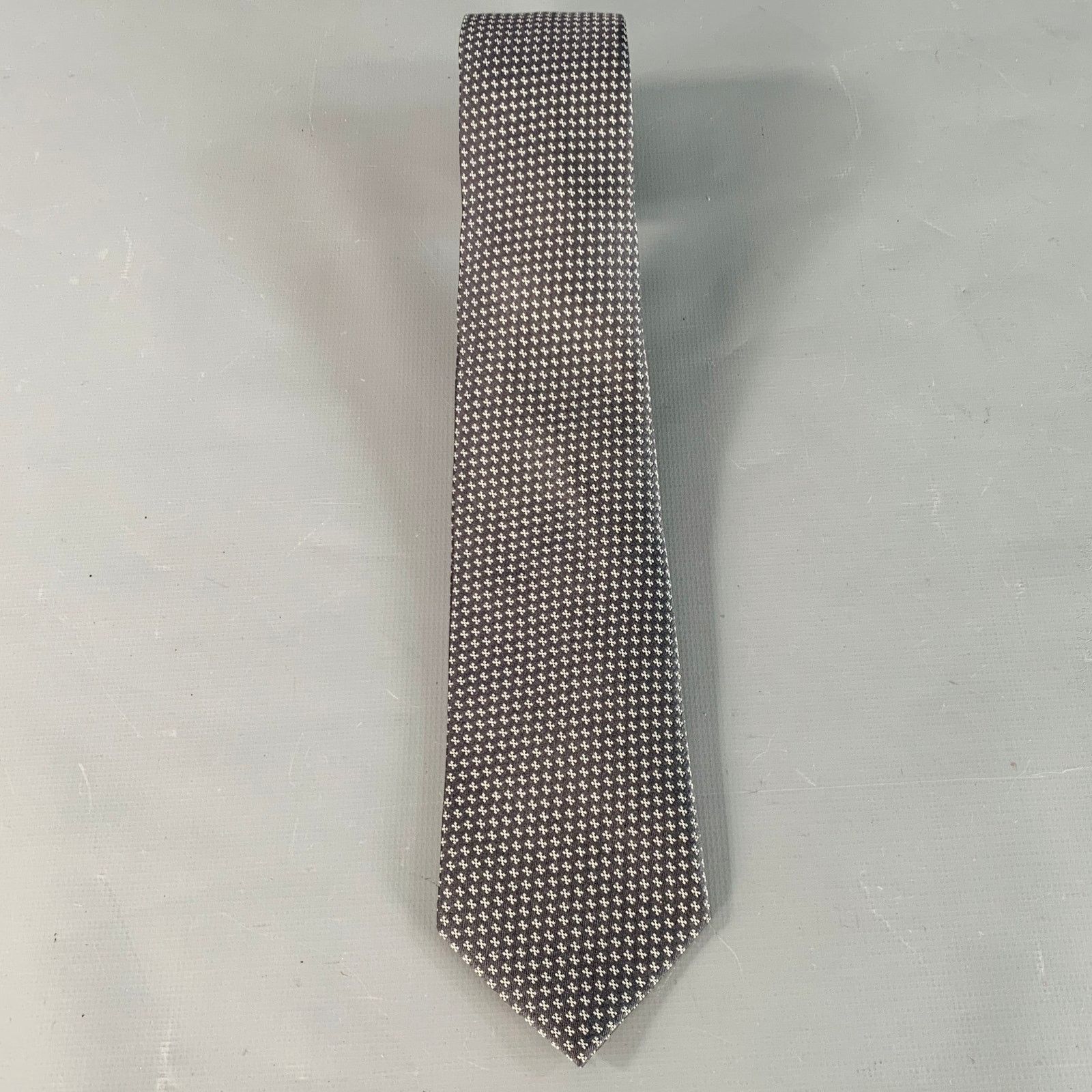 Theory THEORY One Size Black White Dots Silk Jacquard Skinny Tie Size ONE SIZE - 3 Thumbnail