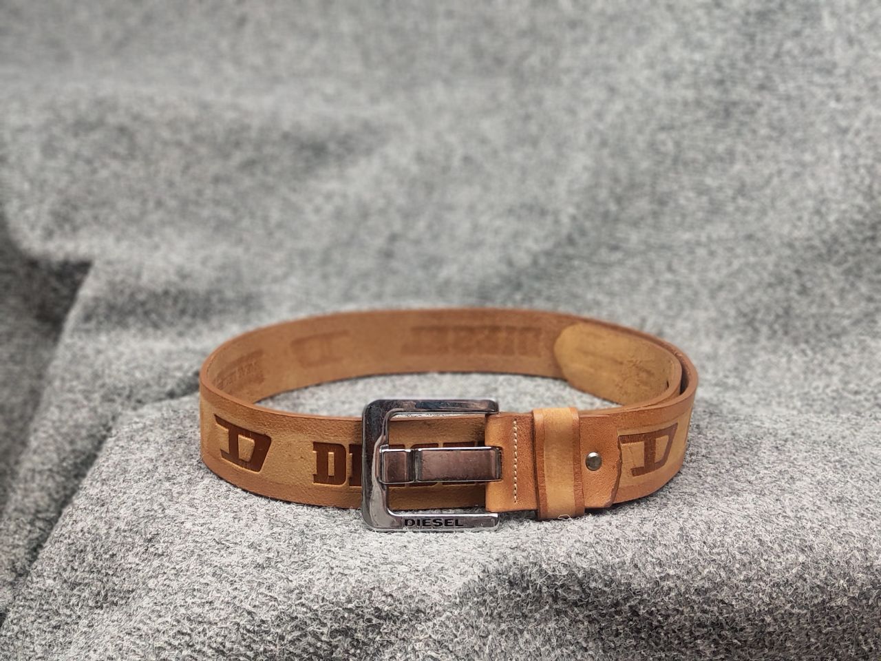 Vintage Vintage Diesel All Logo Y2k Style Brown Leather wide Belt Size ONE SIZE - 1 Thumbnail