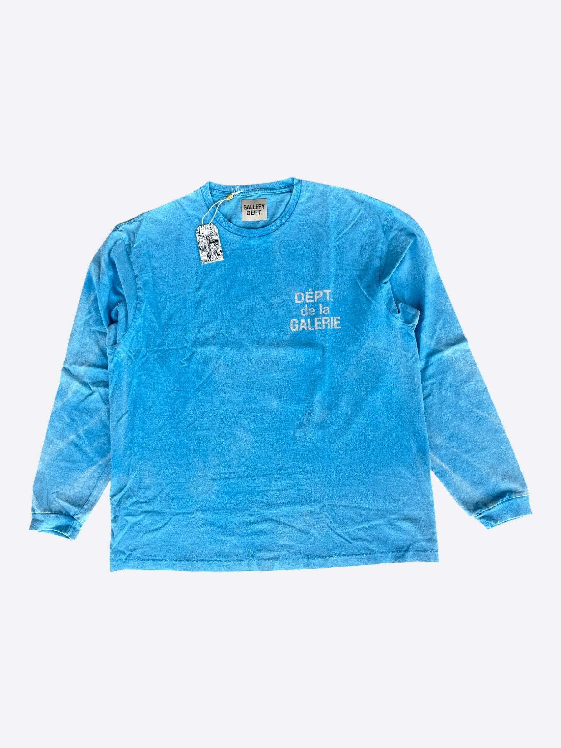 Gallery Dept. Faded Blue & White French Logo Longsleeve T-Shirt Size US XXL / EU 58 / 5 - 1 Thumbnail
