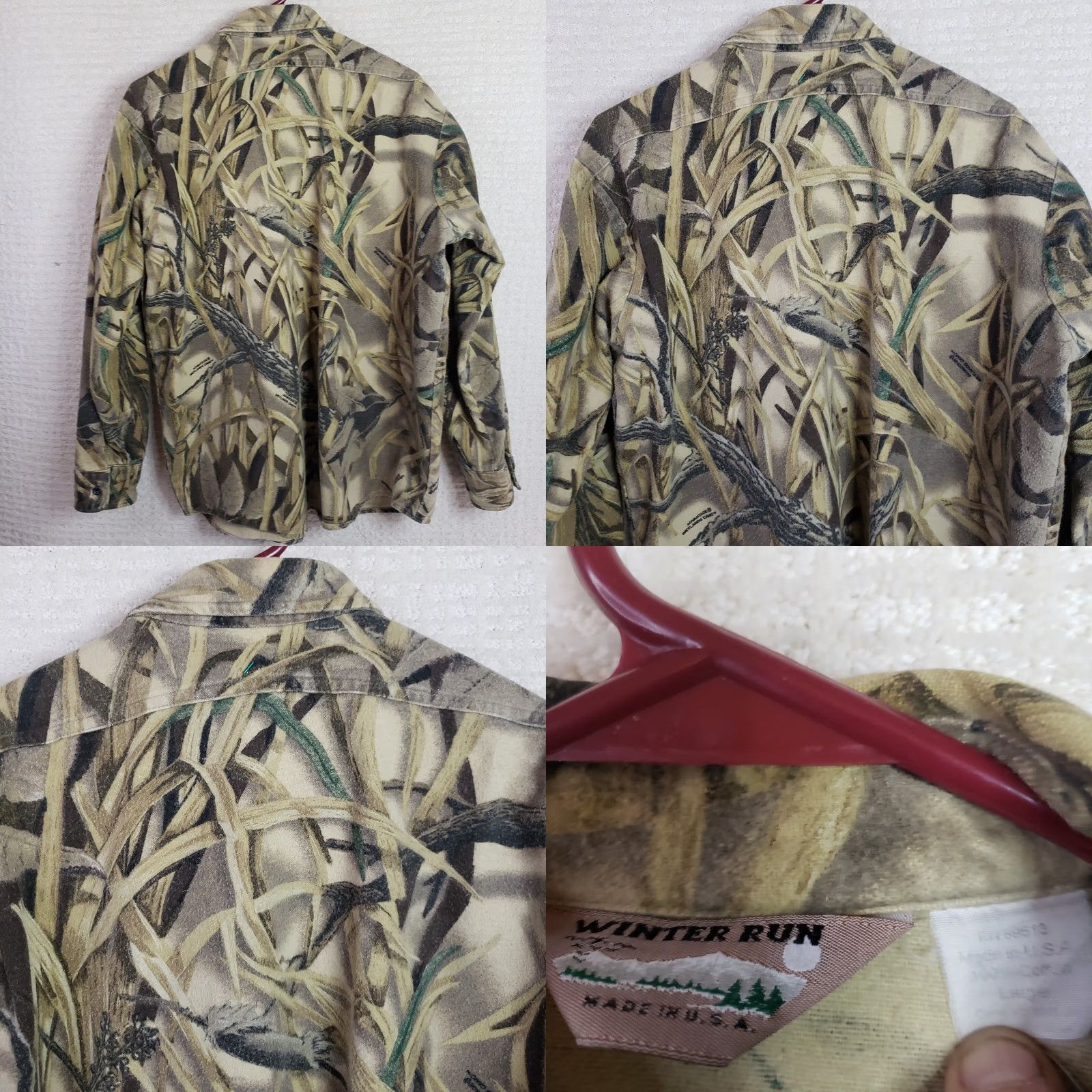 Vintage VINTAGE Winter Run Chamois Flannel Shirt Men's L Long Sleeve Faded Green Camo Button-Up Heavyweight USA Hunt Fishing Duck Blind Size US L / EU 52-54 / 3 - 8 Thumbnail