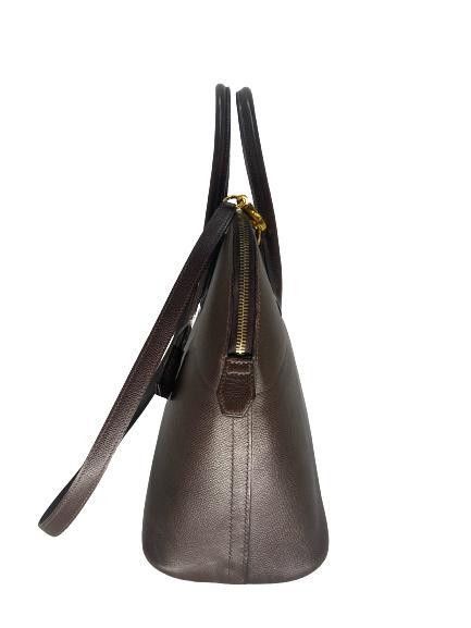 image of Hermes Bolide Dark Brown Leather in Gold, Women's