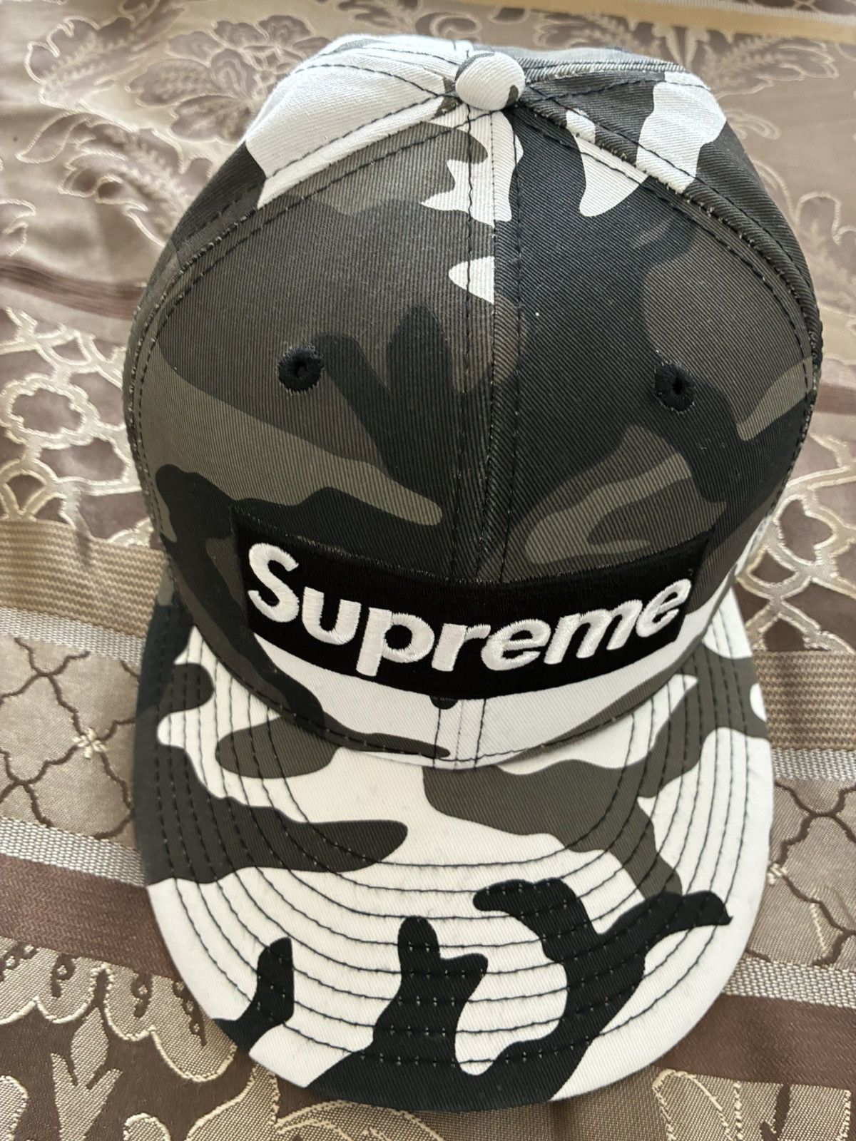 Supreme Box Logo New Era Hat 'Snow Camo Paris' Sz 7 5/8
