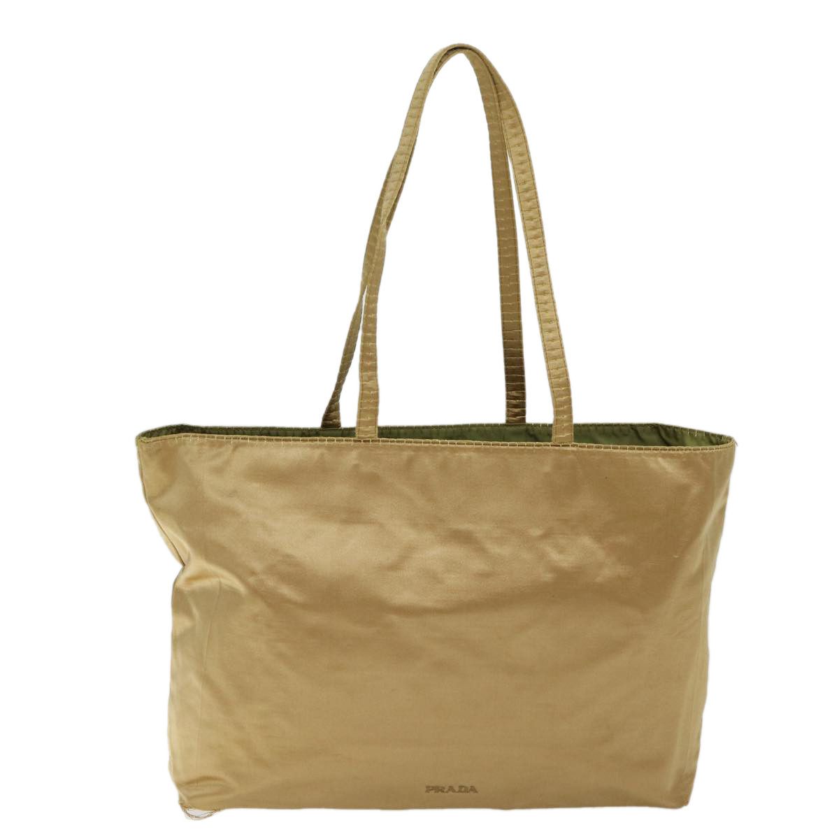 image of Prada Tote Bag Satin Gold Auth Bs13574, Women's
