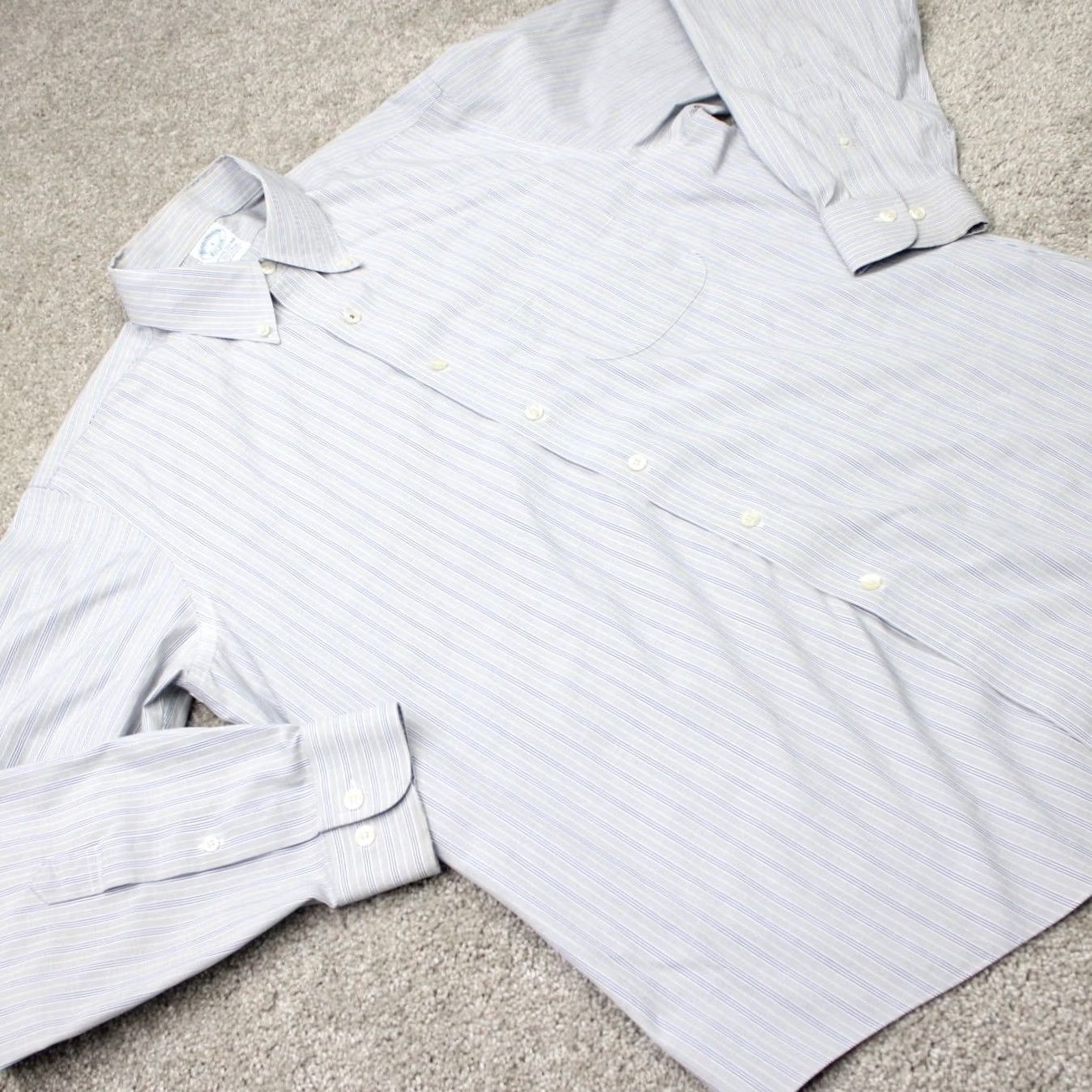 Brooks Brothers Brooks Brothers Shirt Mens Large Gray Slim Fit Non-Iron Stretch Long Sleeve Button-Up Size US L / EU 52-54 / 3 - 7 Thumbnail
