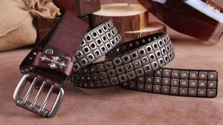 Leather Studded Heavy Metal Leather Belt Size ONE SIZE - 2 Thumbnail